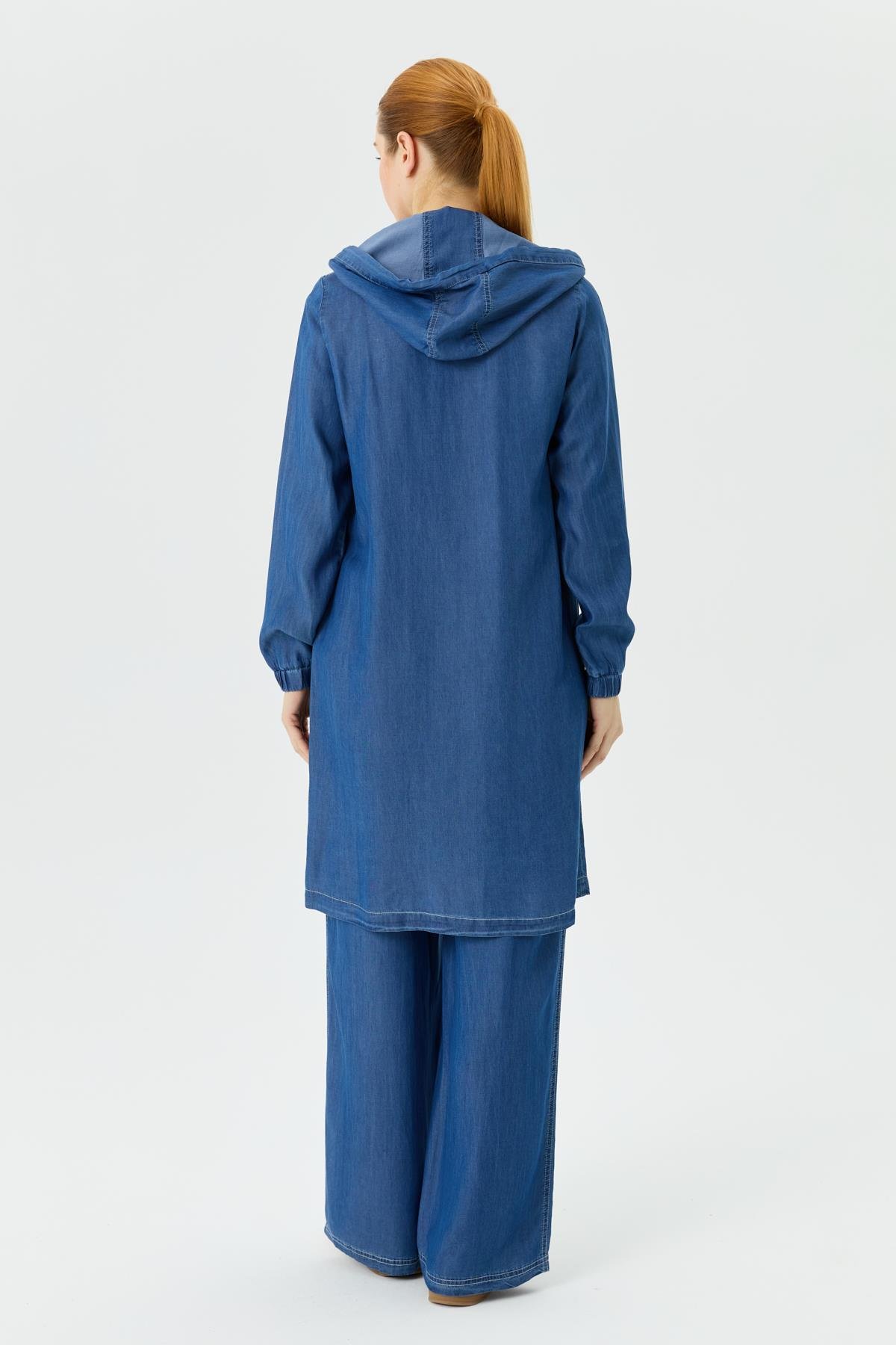 Doque İnce Kot Takım Tunik Pantolon Tencel Kumaş 56007