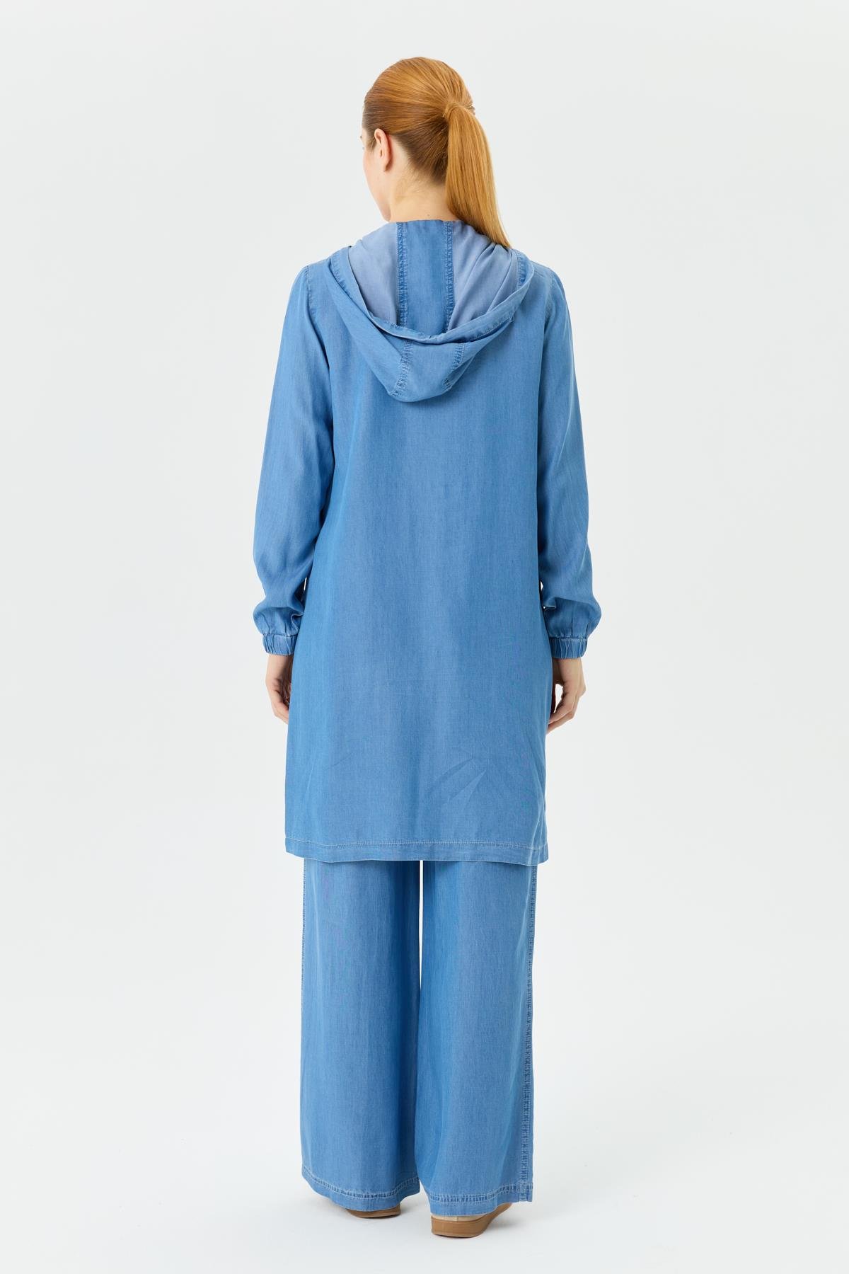 Doque İnce Kot Takım Tunik Pantolon Tencel Kumaş 56007
