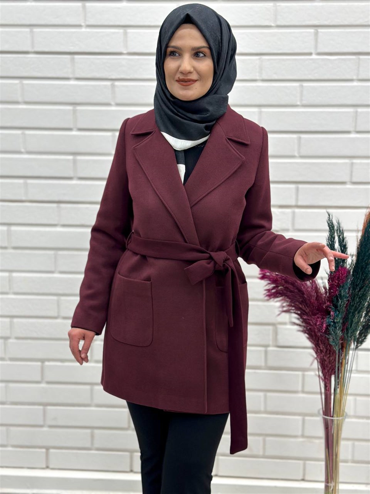  Belden Bağlı Kaşmir Kısa Kaşe Kaban, Kısa Kaşe Kaban,4669 