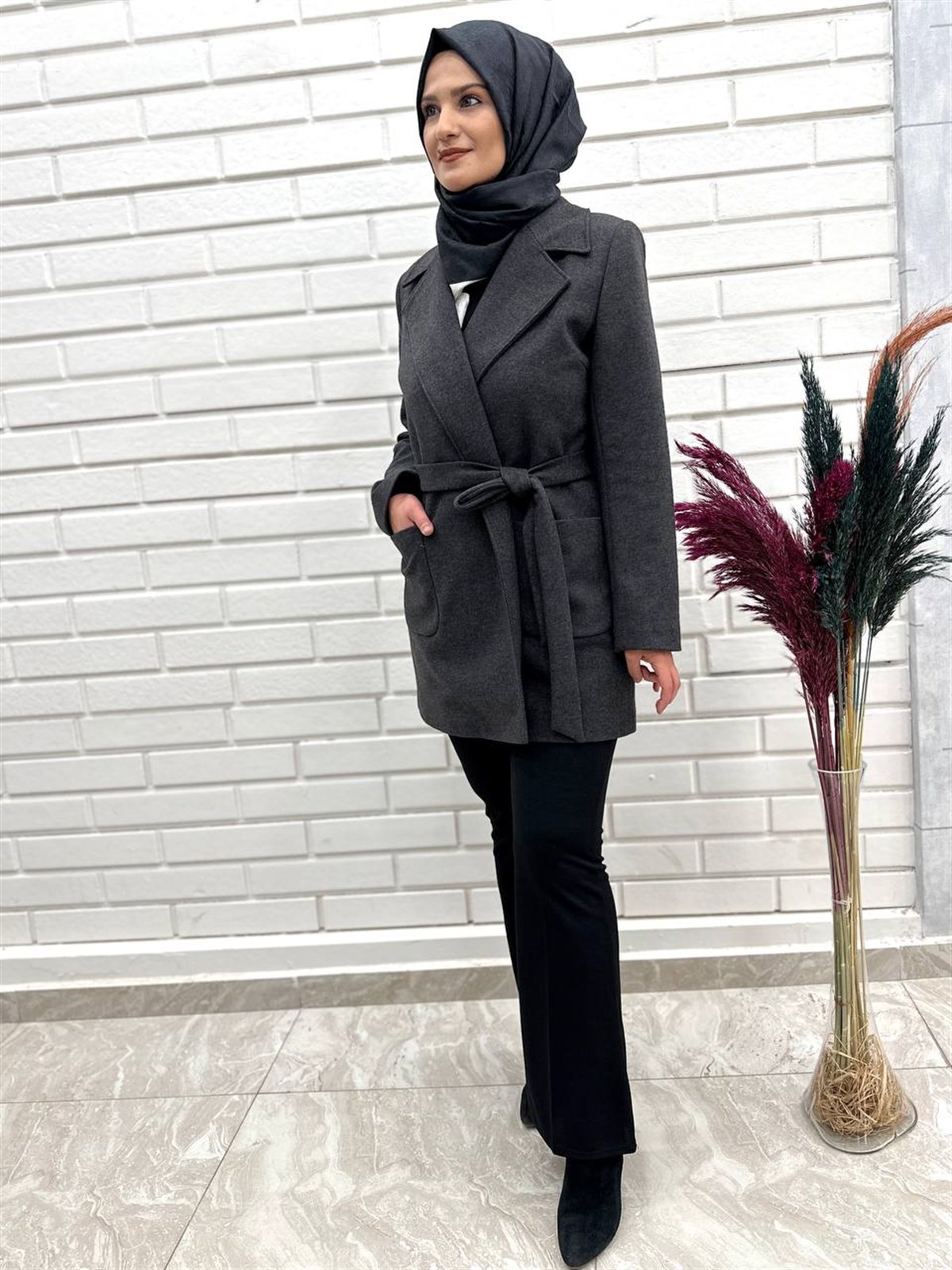  Belden Bağlı Kaşmir Kısa Kaşe Kaban, Kısa Kaşe Kaban,4669 