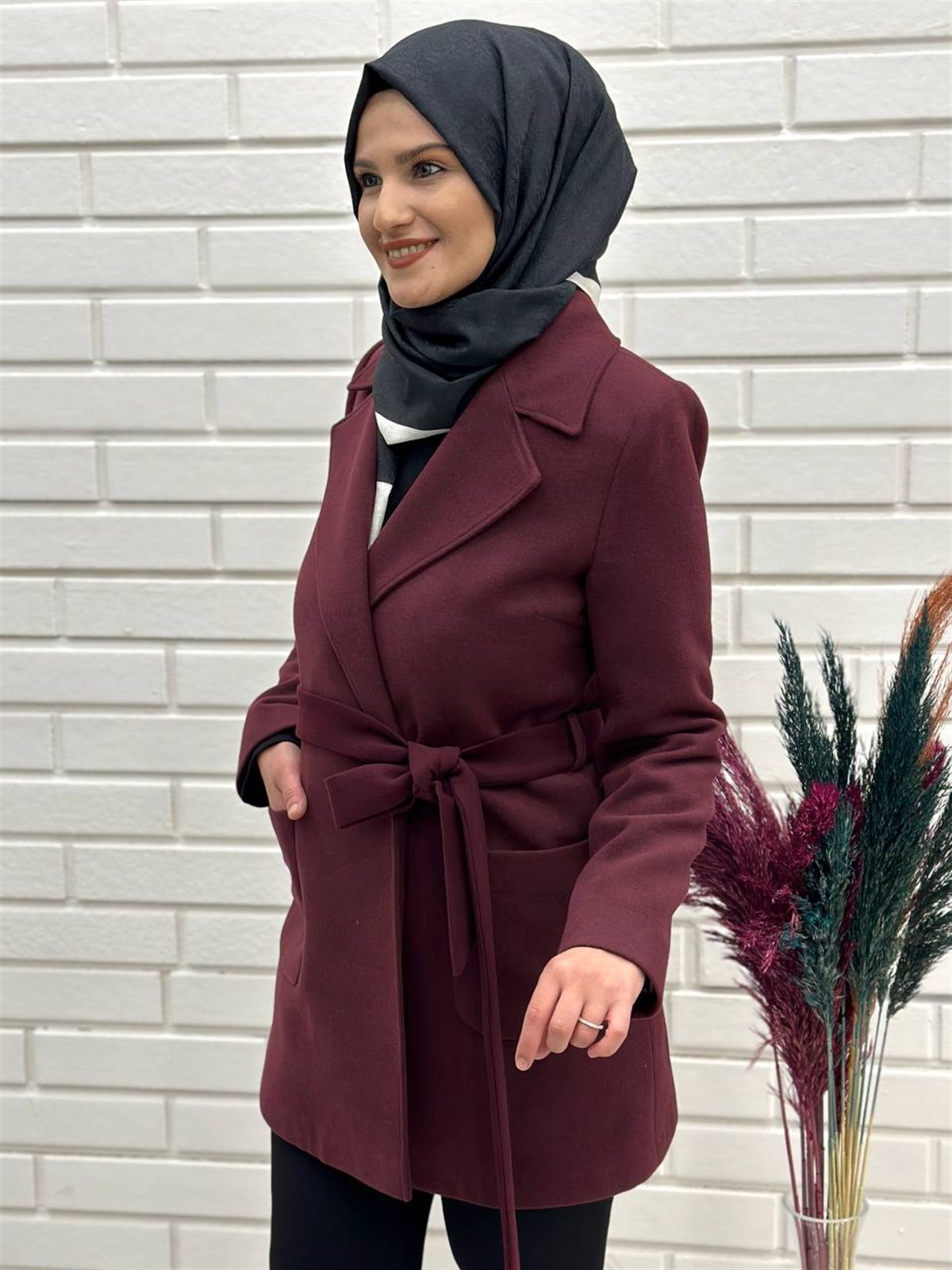  Belden Bağlı Kaşmir Kısa Kaşe Kaban, Kısa Kaşe Kaban,4669 