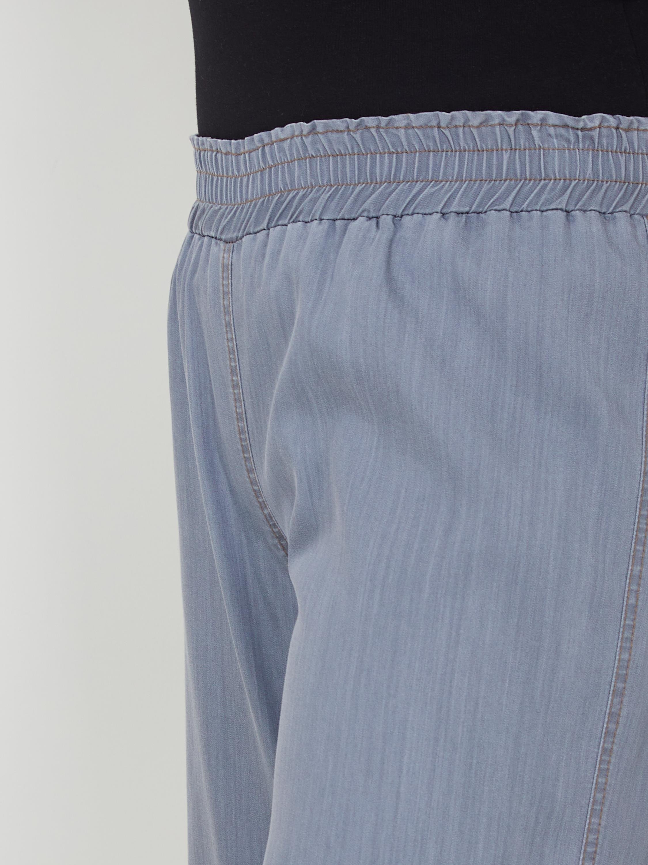 Doque Büyük Beden İnce Dökümlü Kadın Kot Pantolon Beli Lastikli Bol Paça Rahat Kesim  59034