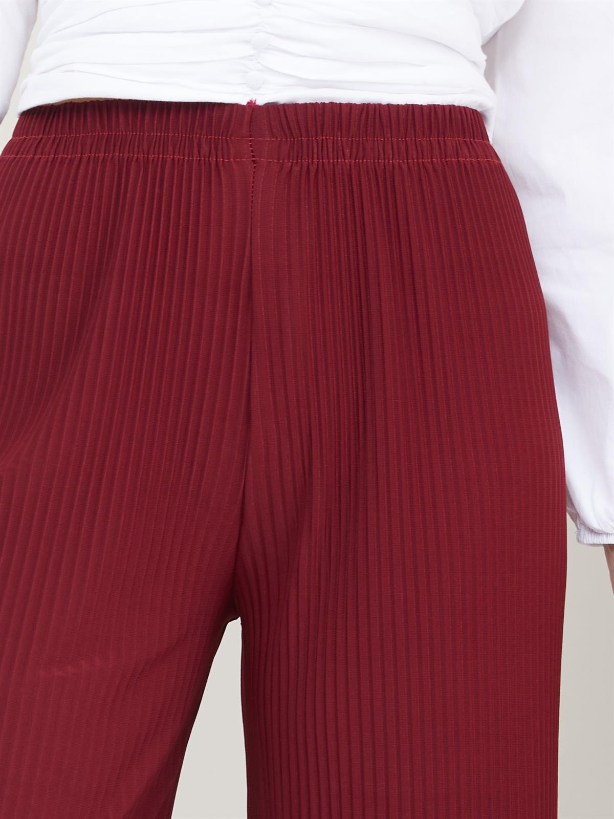 Günay Karaca Beli Lastikli Seny Kumaş Piliseli Kadın Pantolon 4677