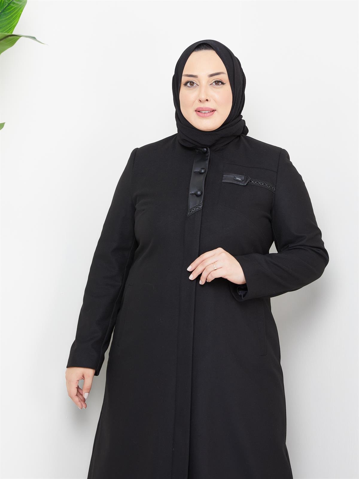 Doque Anne Büyük Beden İnce Kışlık Kaşe Kadın Kaban 54021