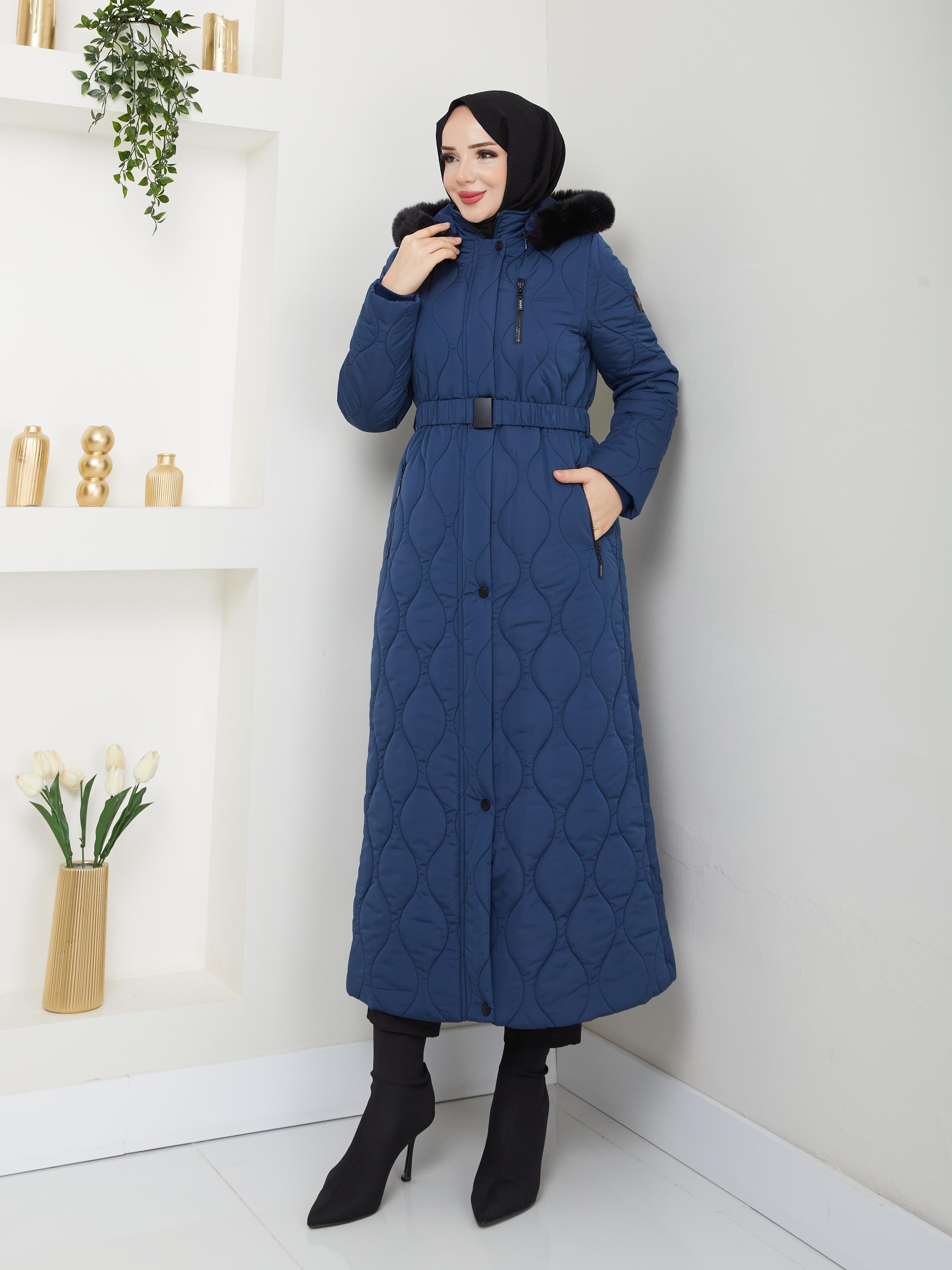 Doque Araboy 125 cm Şişme Kapitone Kadın Kışlık Kaban Kapşonlu 67047
