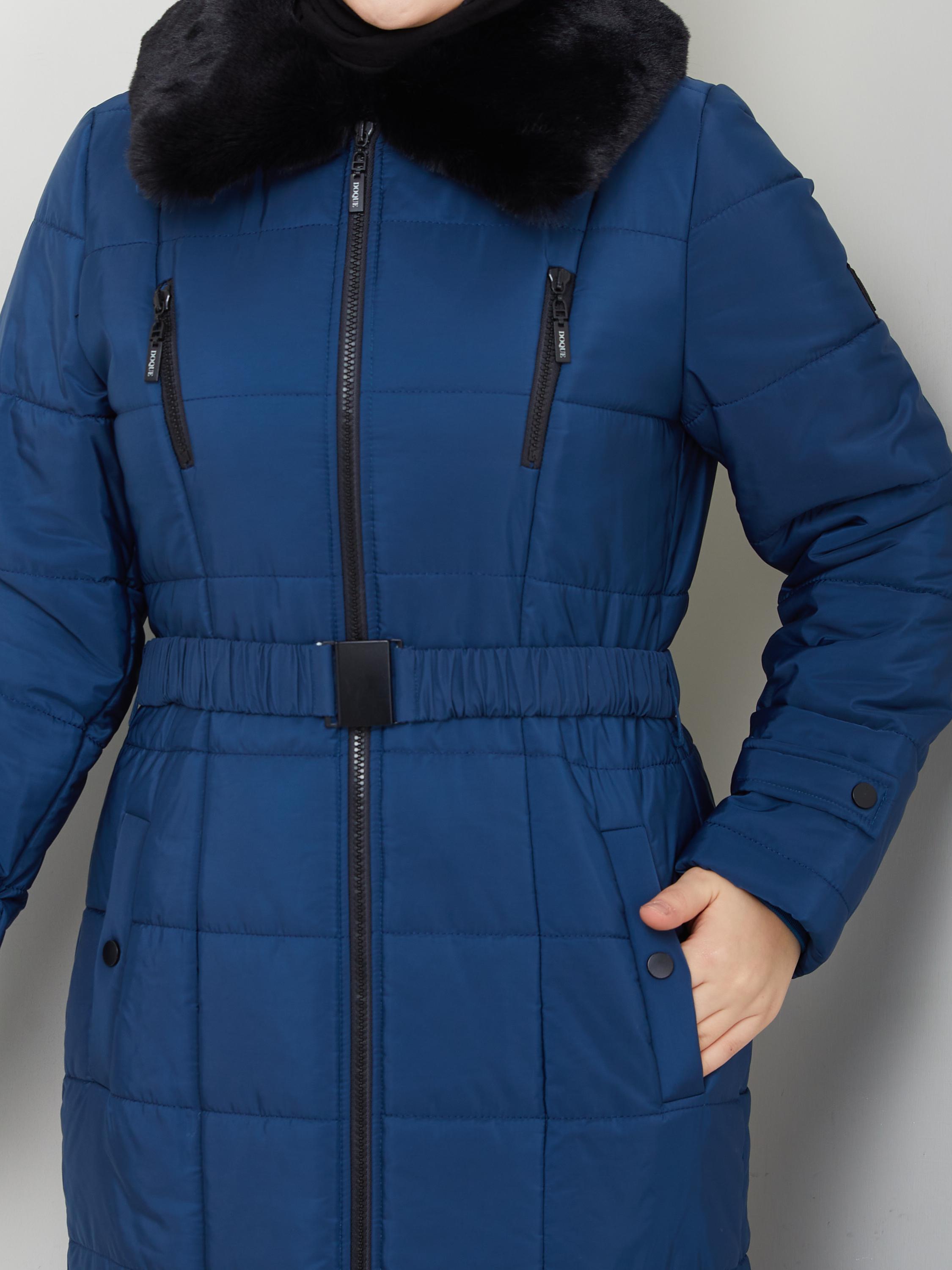 Doque Araboy 125 cm Tesettür Şişme Kapitone Kadın Kışlık Kaban Kürklü 67032