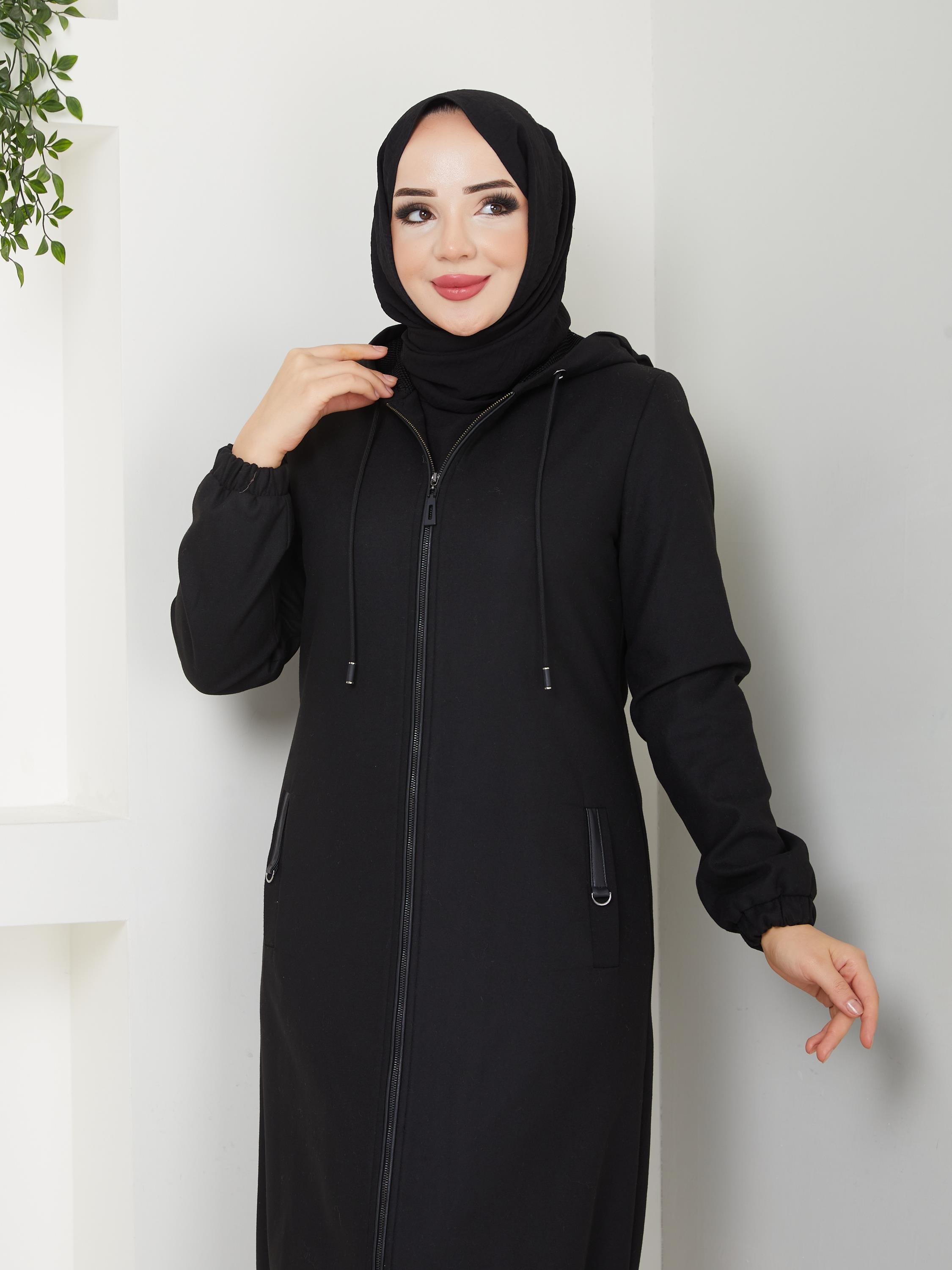 Doque Kışlık Siyah İnce Kaşe Kadın Kaban Genç Spor 54007