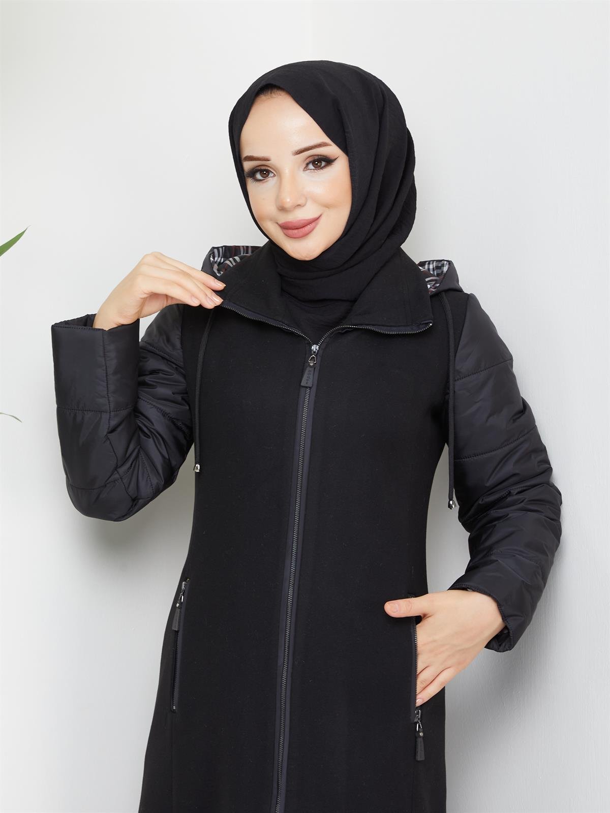Doque Kolları Şişme Kapitone Kışlık Kadın Kaşe Kaban 57029