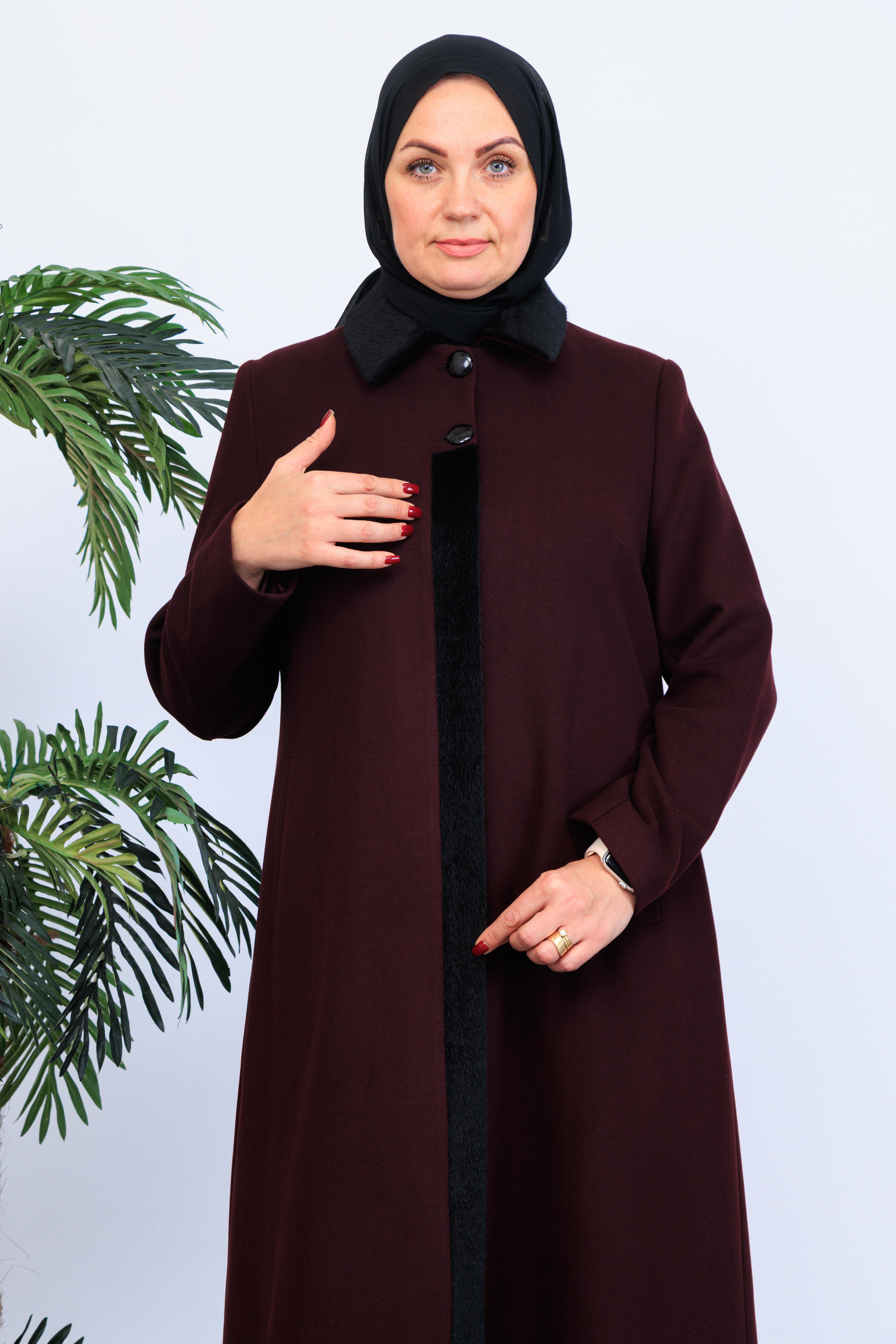 Doque Kışlık Kaşe Kadın Pardesü Büyük Beden Anne Düğmeli 58019