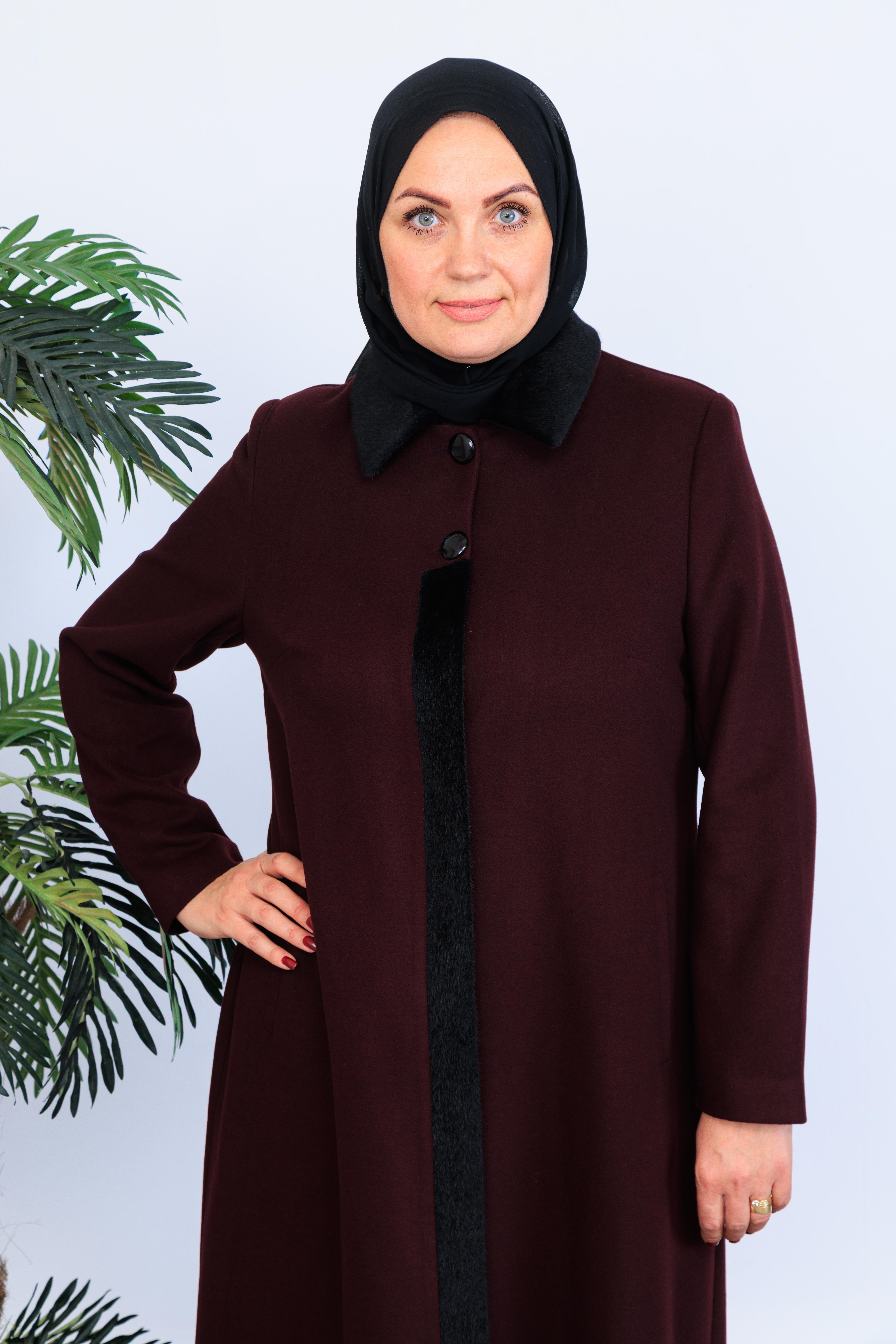 Doque Kışlık Kaşe Kadın Pardesü Büyük Beden Anne Düğmeli 58019