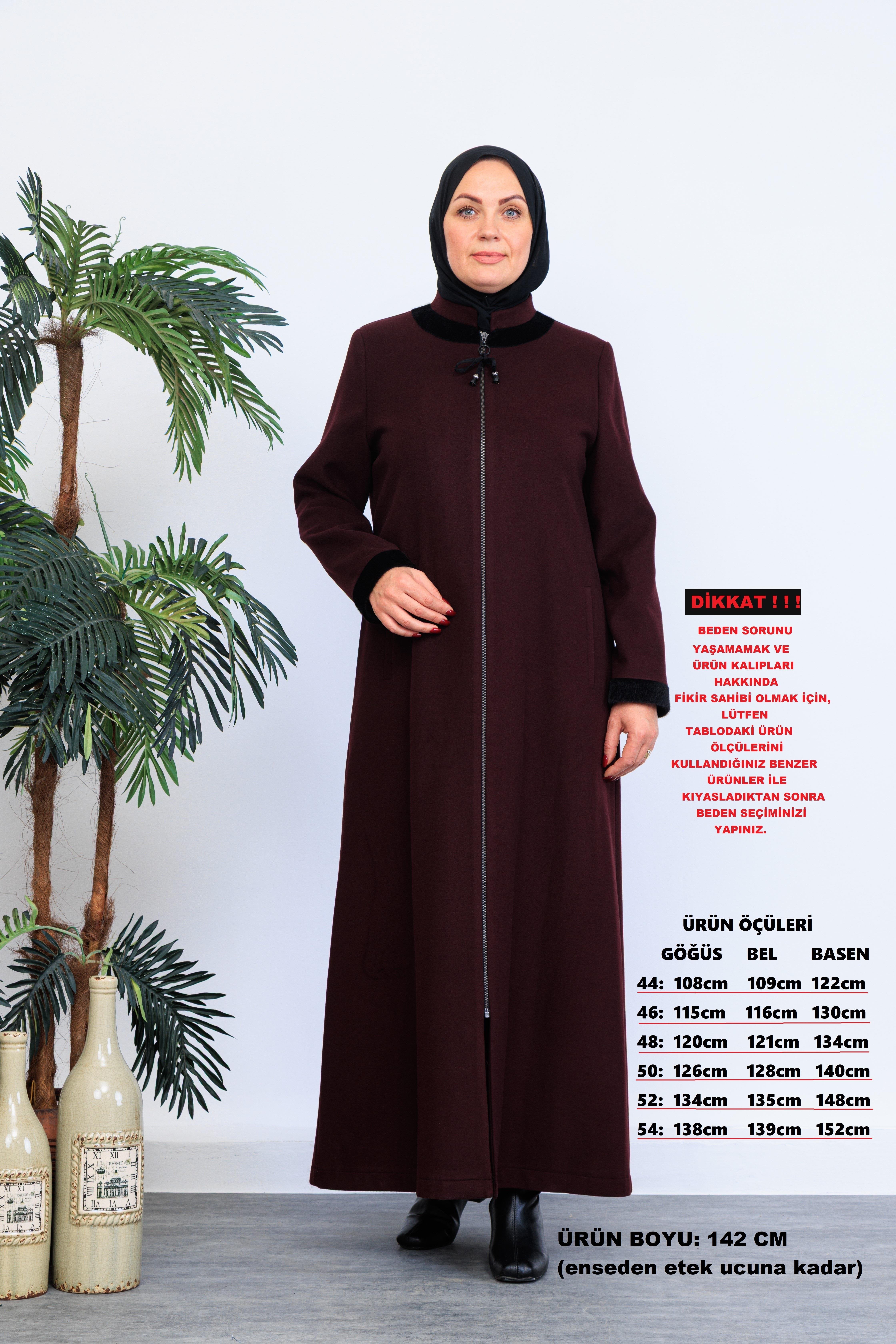 Doque Kışlık Kaşe Kadın Pardesü Büyük Beden Anne 58022