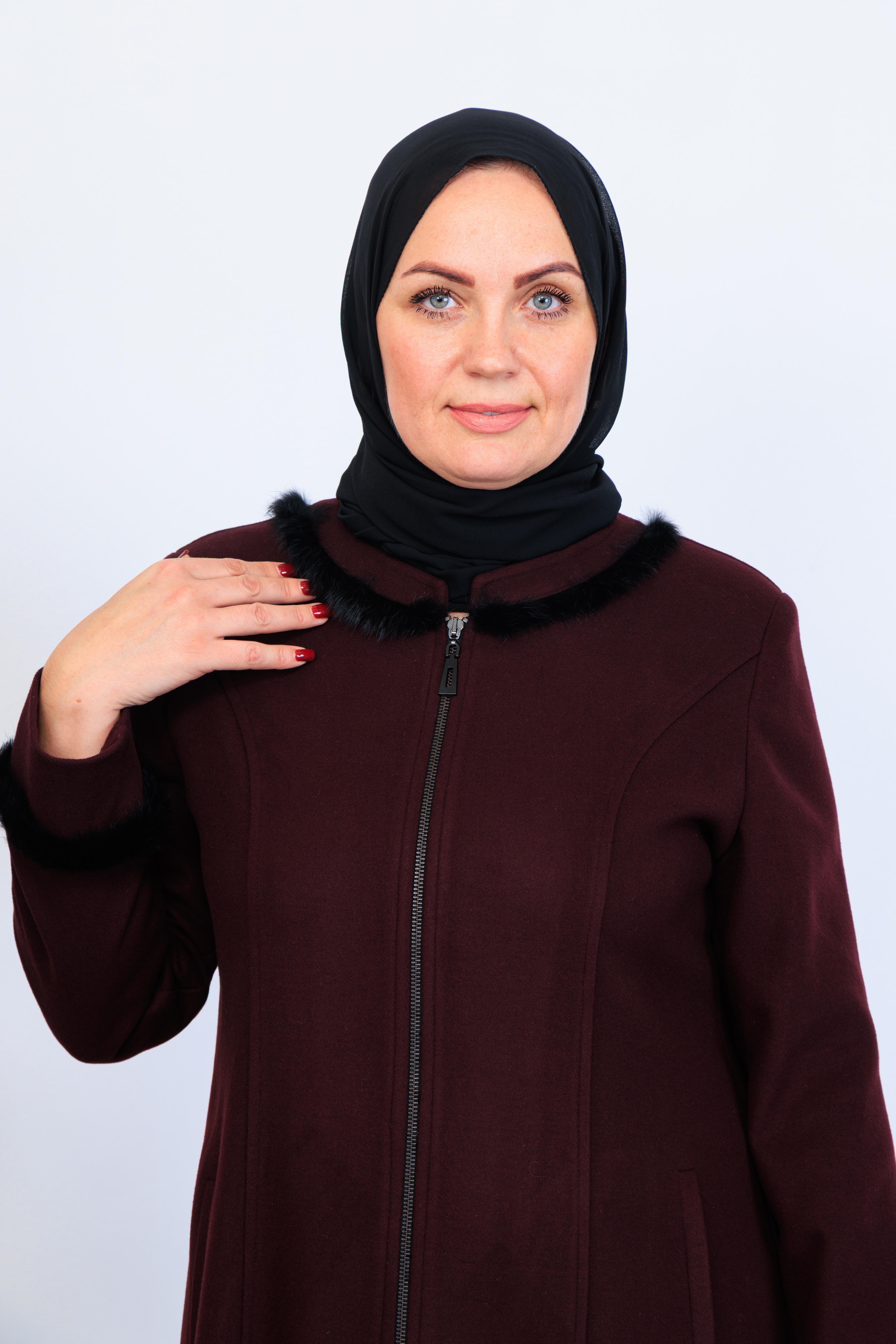 Doque Kışlık Kaşe Kadın Pardesü Büyük Beden Anne 58023