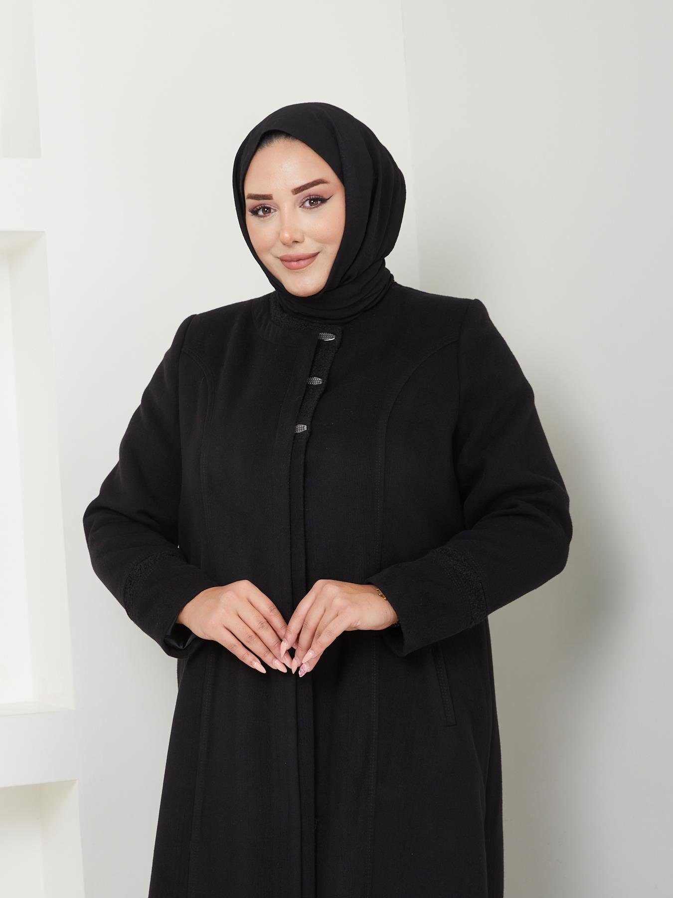 Günay Karaca Büyük Beden Anne Kışlık Kaşe Pardesü