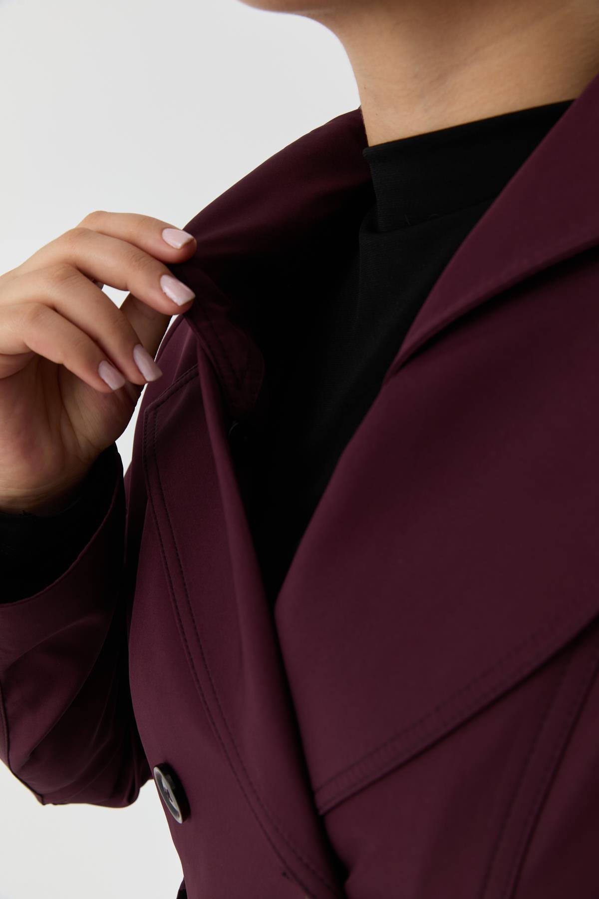 Doque Kadın Trençkot İçi Kürkü Astarlı Mevsimlik Kışlık  Genç Spor Mürdüm 60040