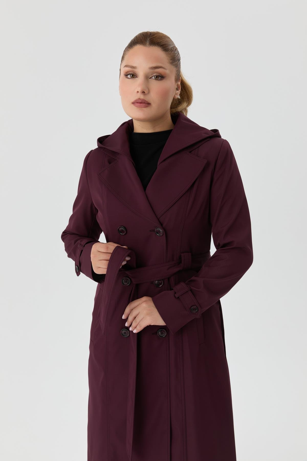 Doque Kadın Trençkot İçi Kürkü Astarlı Mevsimlik Kışlık  Genç Spor Mürdüm 60040