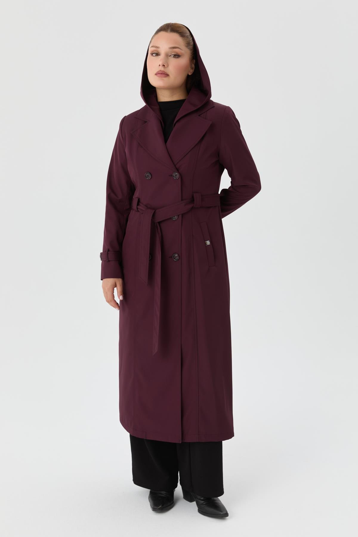 Doque Kadın Trençkot İçi Kürkü Astarlı Mevsimlik Kışlık  Genç Spor Mürdüm 60040