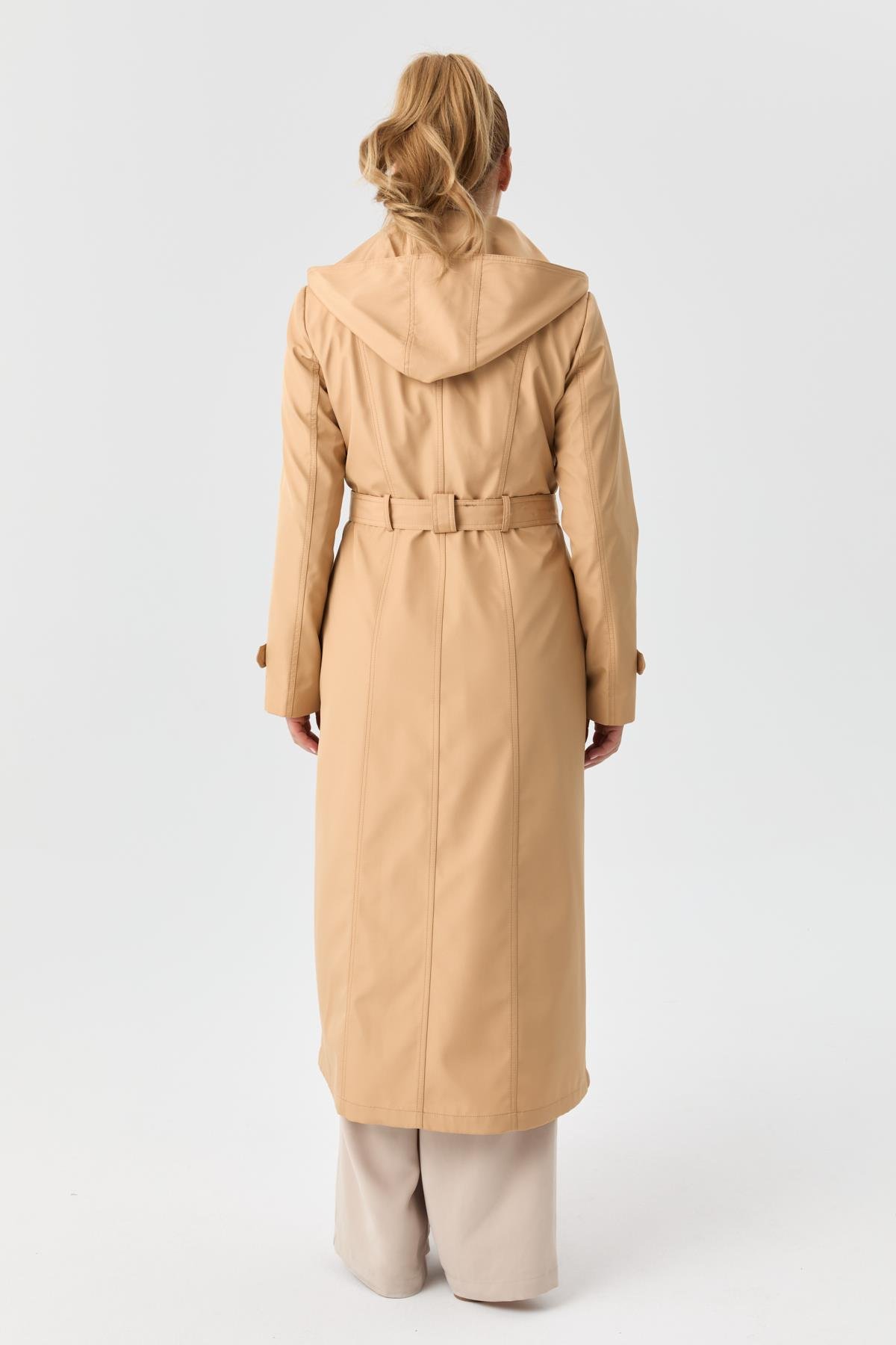 Doque Kadın Trençkot Çift Düğme İçi Kürkü Astarlı Mevsimlik Kışlık  Genç Spor Bej Taş  60040