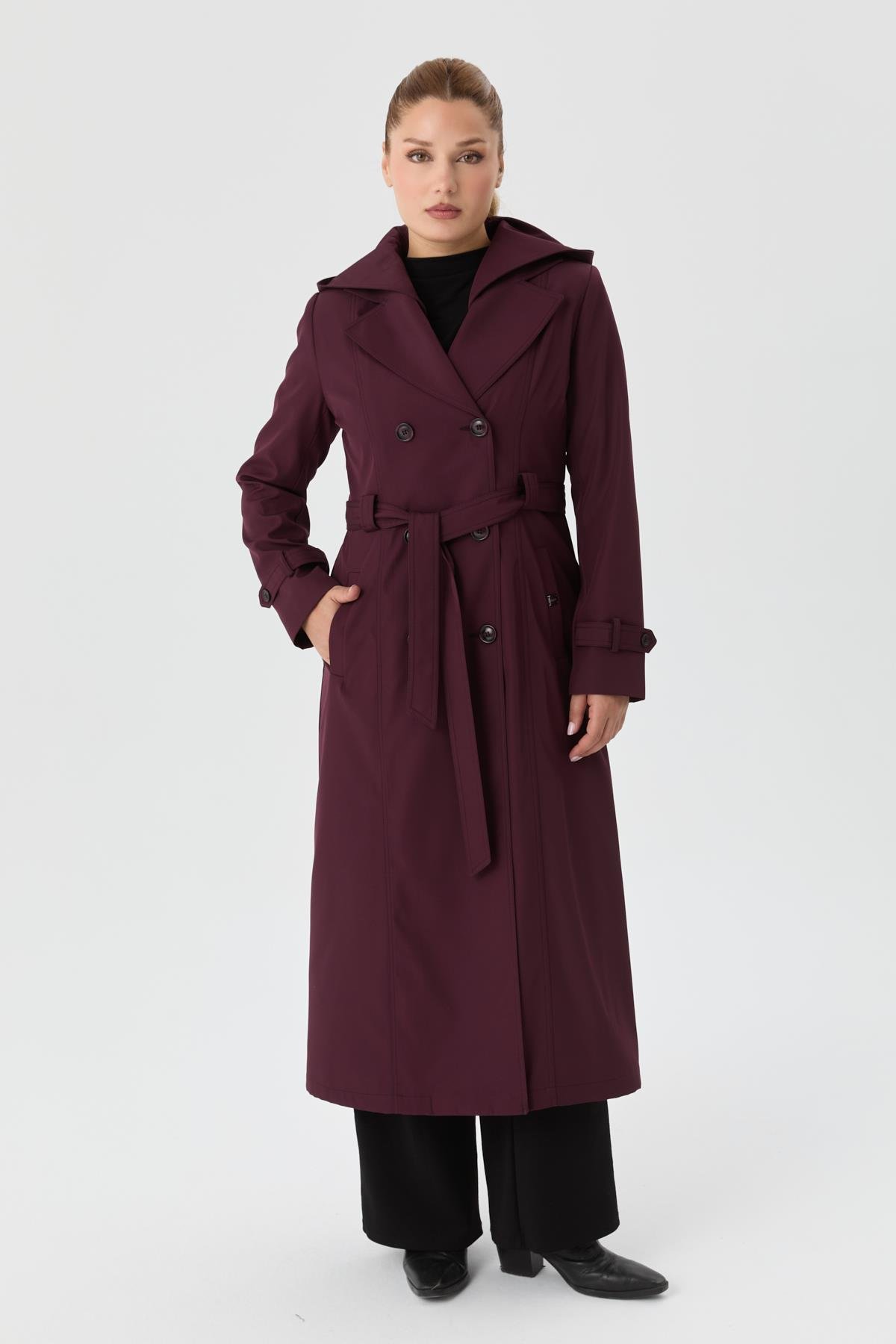 Doque Kadın Trençkot İçi Kürkü Astarlı Mevsimlik Kışlık  Genç Spor Mürdüm 60040