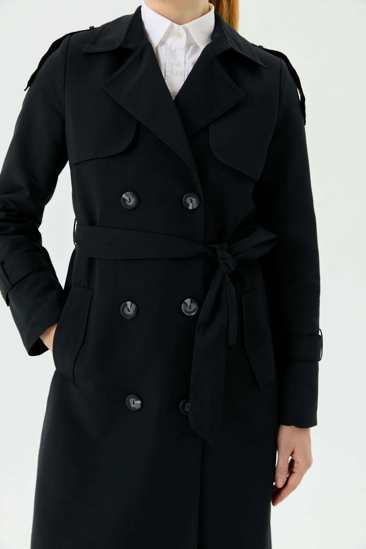 Günay Karaca Çift Düğme Mevsimlik Kadın Spor Trençkot İçi Astarlı 20242 