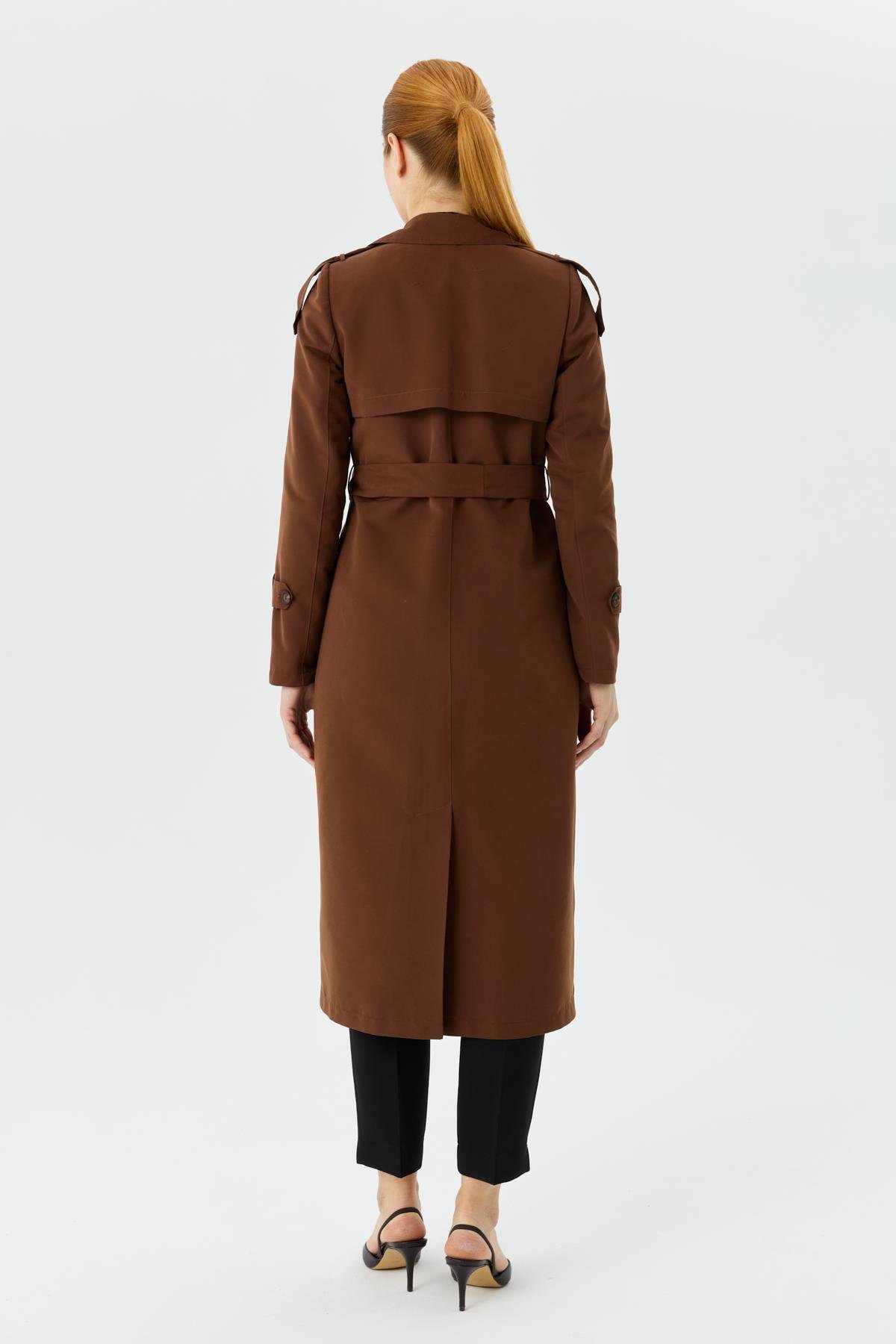 Günay Karaca Çift Düğme Mevsimlik Kadın Spor Trençkot İçi Astarlı 20242 