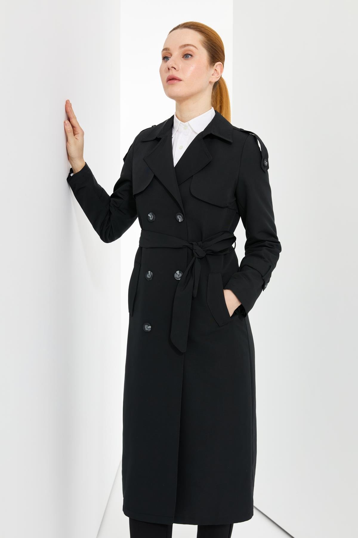 Günay Karaca Çift Düğme Mevsimlik Kadın Spor Trençkot İçi Astarlı 20242 