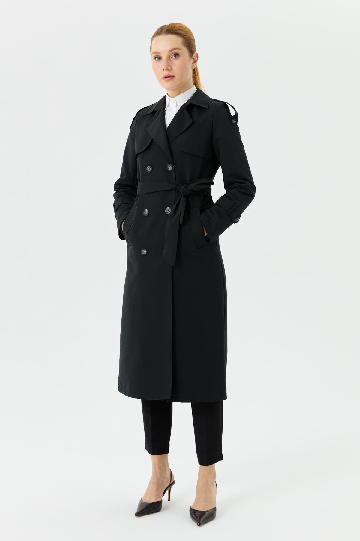 Günay Karaca Çift Düğme Mevsimlik Kadın Spor Trençkot İçi Astarlı 20242 