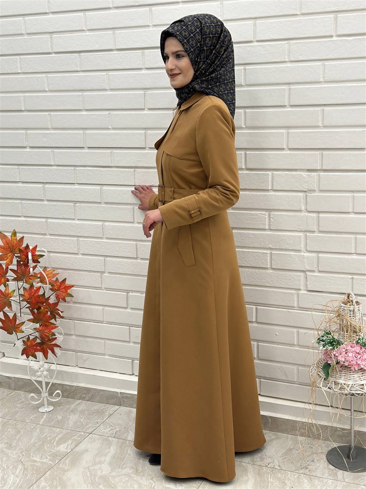 Günay Karaca  Mevlana Kesim Trençkot, Mevsimlik Astarlı Trençkot  Uzun Pardesü 4653
