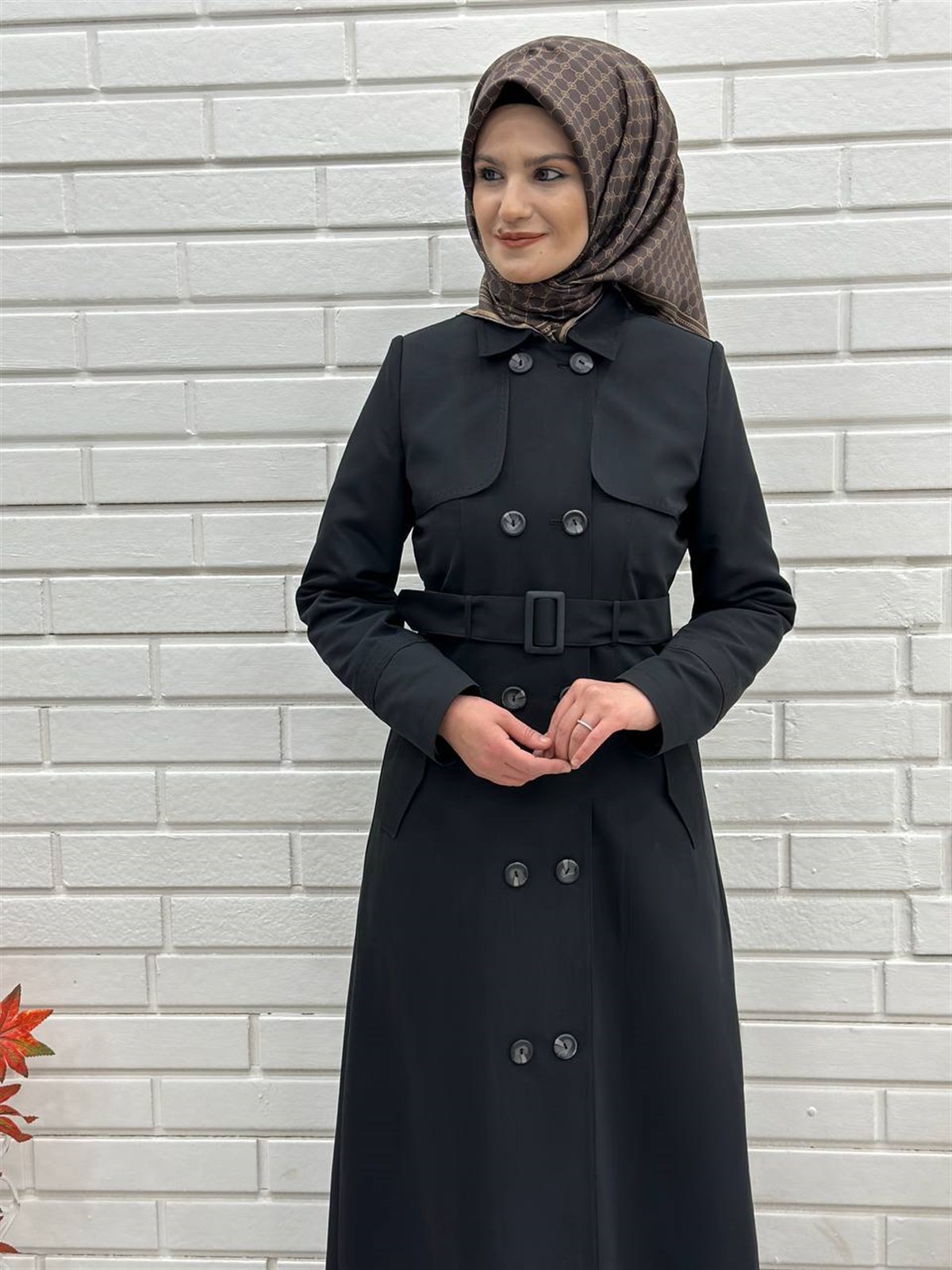 Günay Karaca Trençkot Uzun Pardesü, Mevsimlik Astarlı Trençkot, Kruvaze Yaka Trençkot  4652