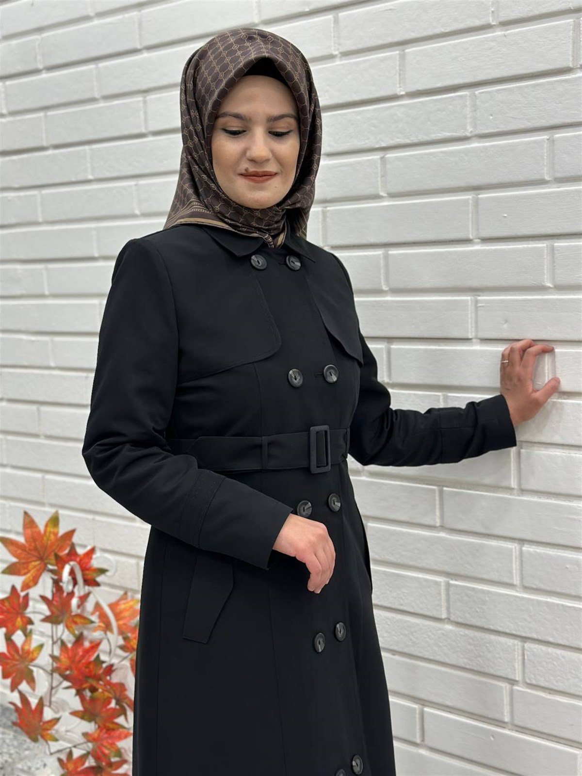 Günay Karaca Trençkot Uzun Pardesü, Mevsimlik Astarlı Trençkot, Kruvaze Yaka Trençkot  4652