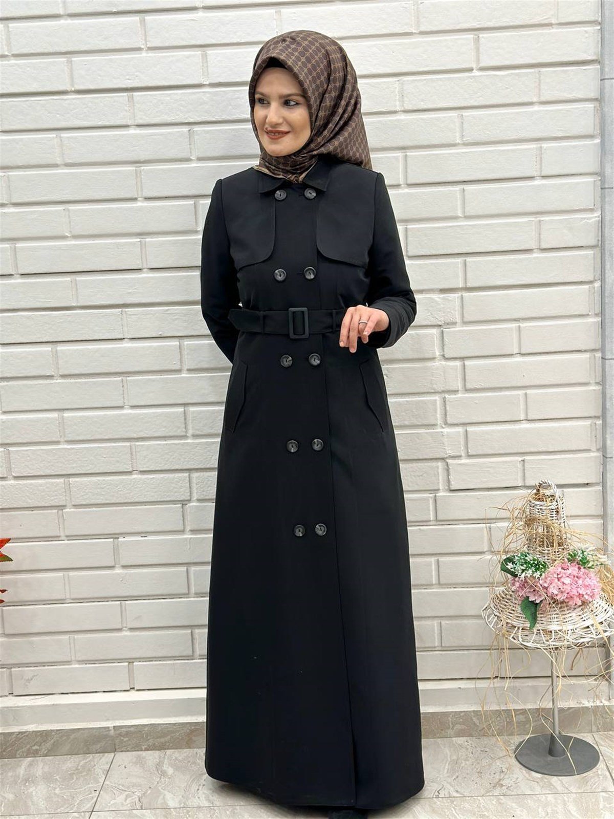 Günay Karaca Trençkot Uzun Pardesü, Mevsimlik Astarlı Trençkot, Kruvaze Yaka Trençkot  4652