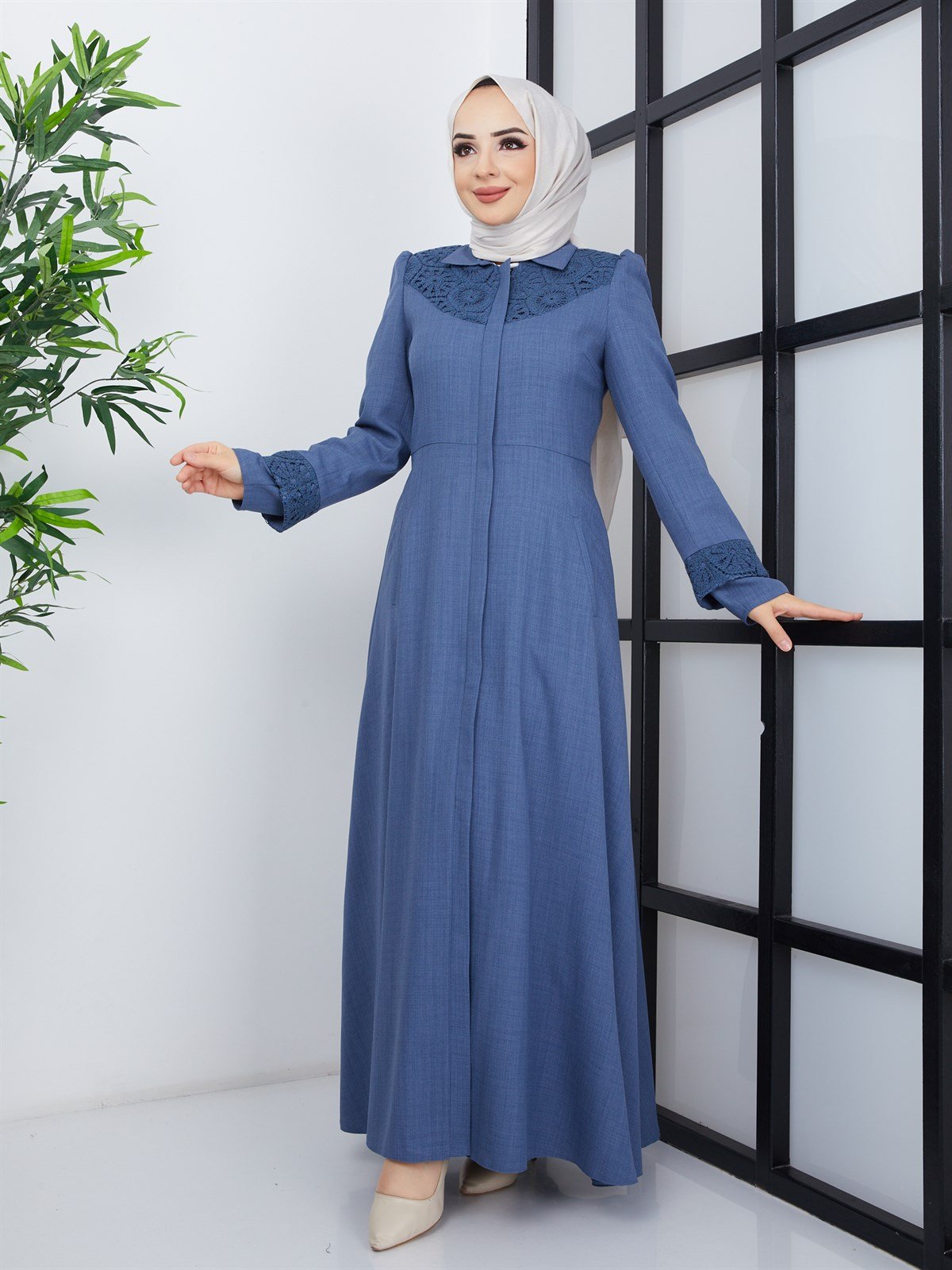 Günay Karaca Mevsimlik Güpürlü Mevlana Pardesü , Ferace 4625