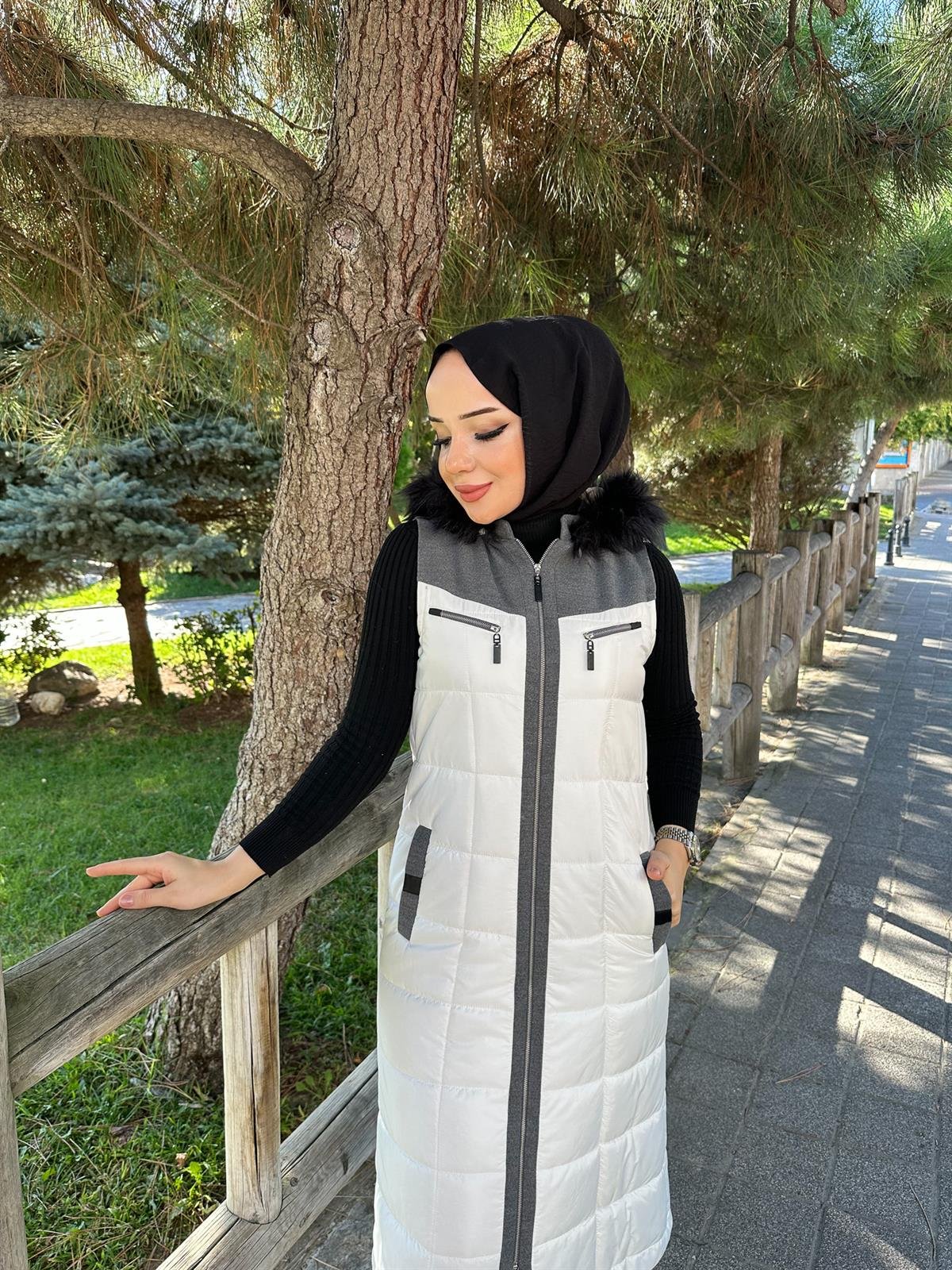 Doque Kadın Kışlık Şişme Kapitone  Beyaz Yelek 50002