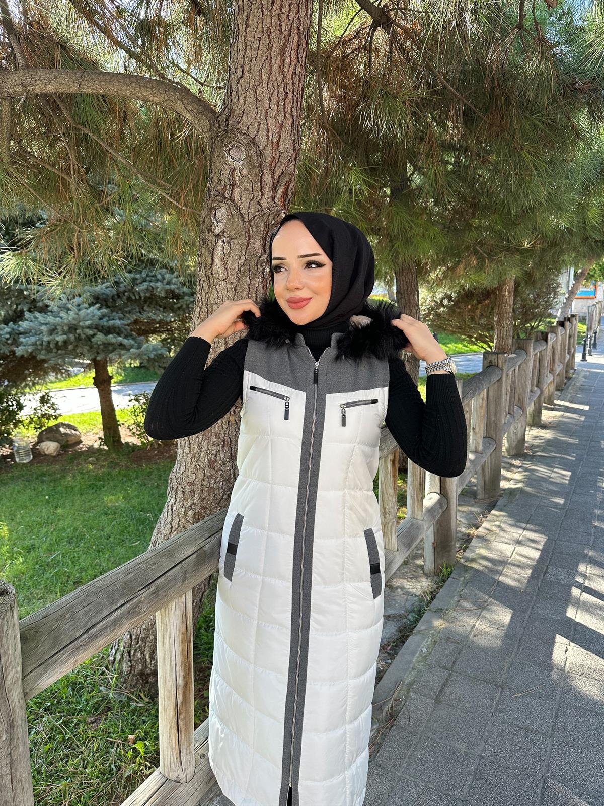Doque Kadın Kışlık Şişme Kapitone  Beyaz Yelek 50002