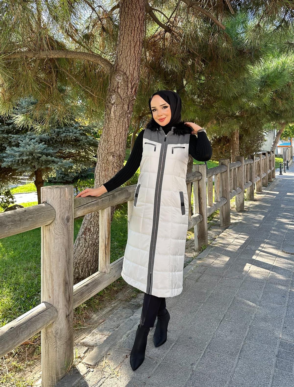 Doque Kadın Kışlık Şişme Kapitone  Beyaz Yelek 50002