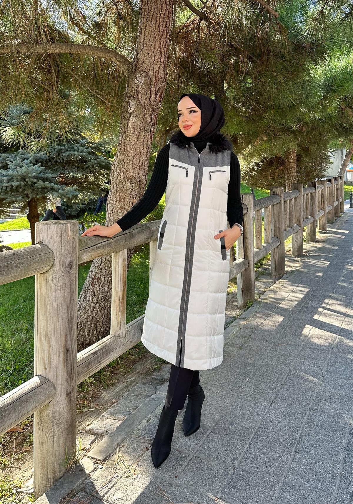 Doque Kadın Kışlık Şişme Kapitone  Beyaz Yelek 50002