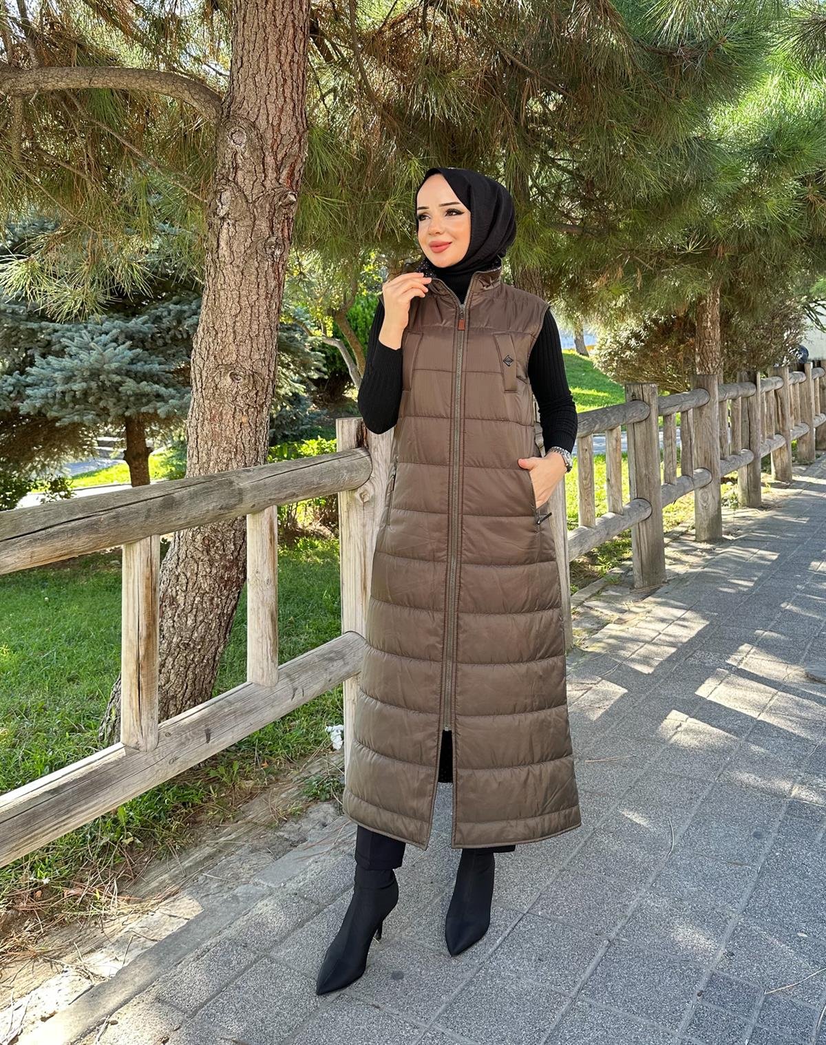 Doque Kadın Uzun Kışlık 125 cm Kapitone Şişme Yelek 50006