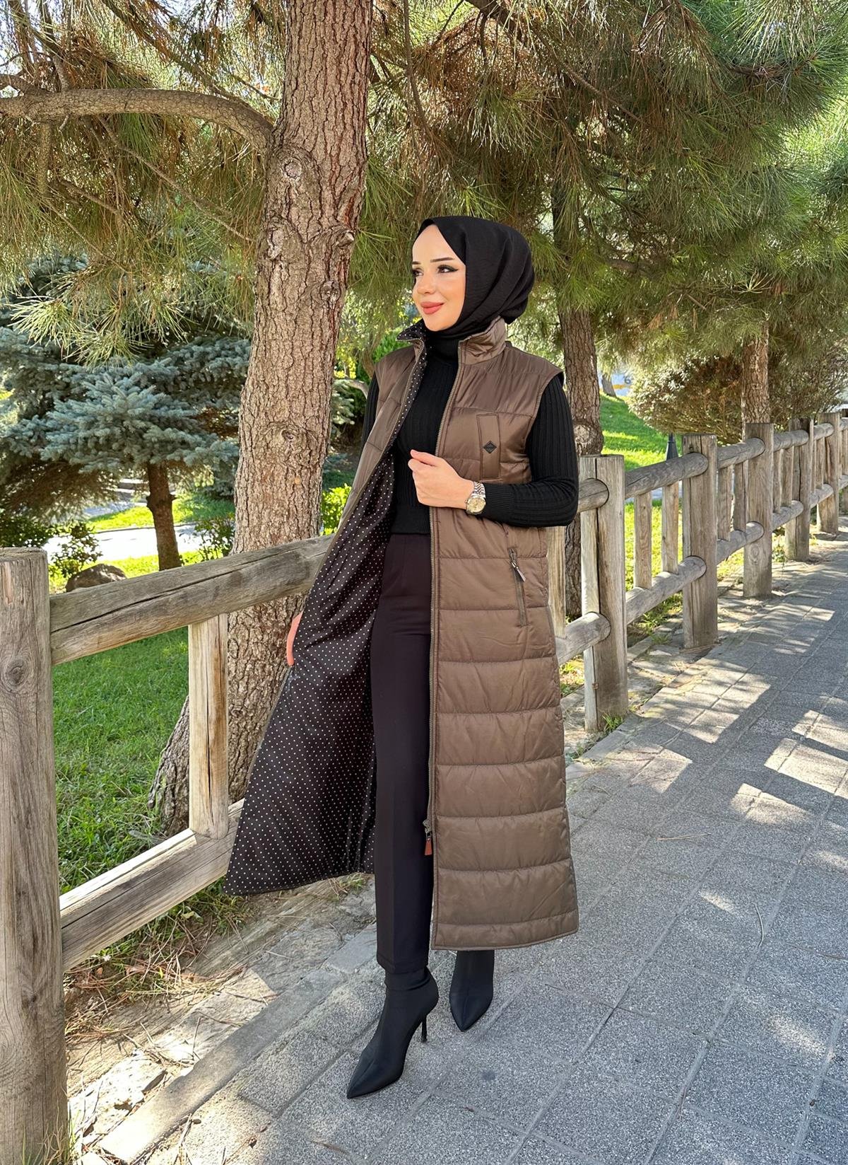 Doque Kadın Uzun Kışlık 125 cm Kapitone Şişme Yelek 50006
