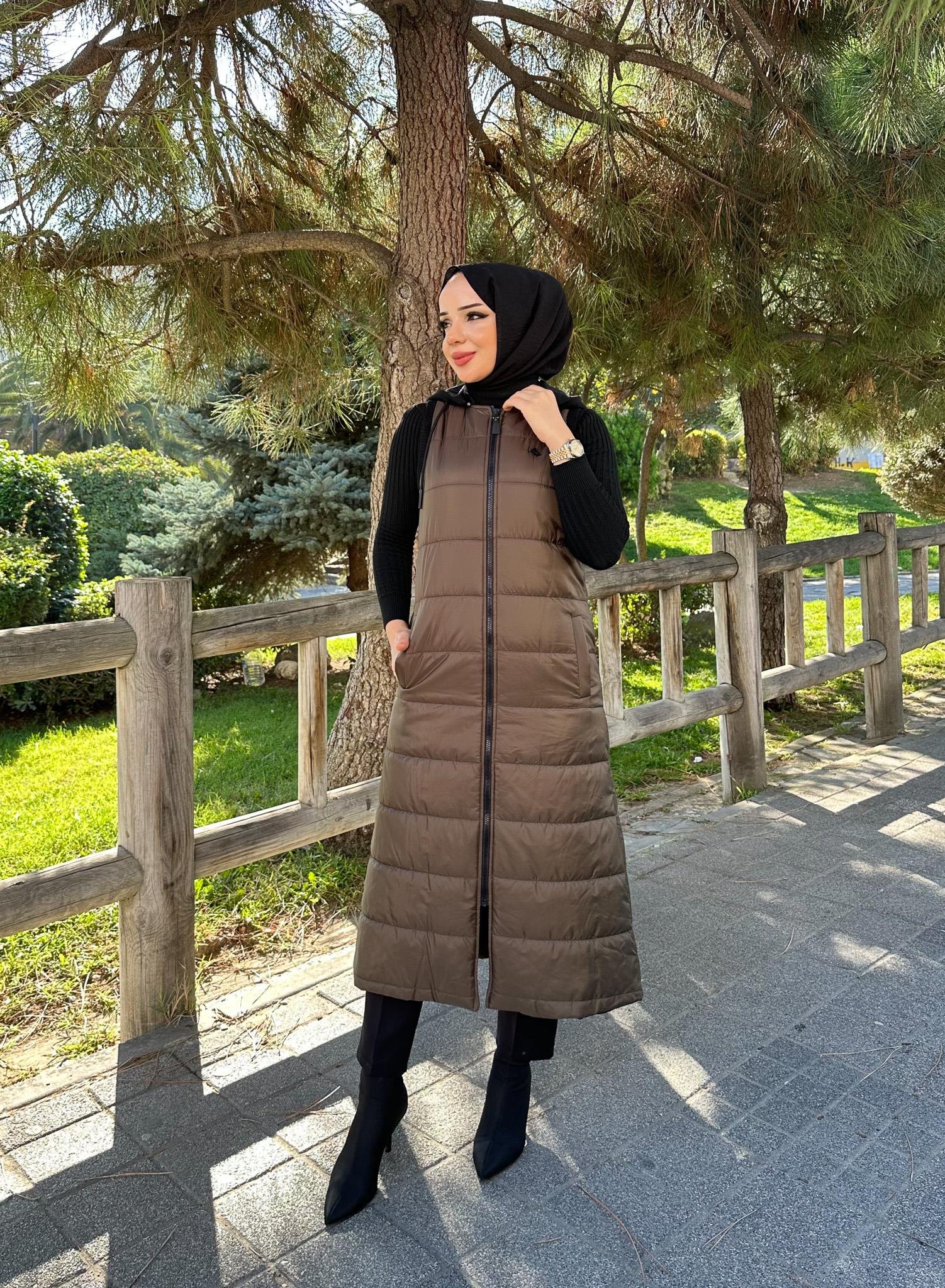 Doque Şişme Kapitone Elyaf Dolum Kadın Kışlık Uzun Spor Yelek 50007
