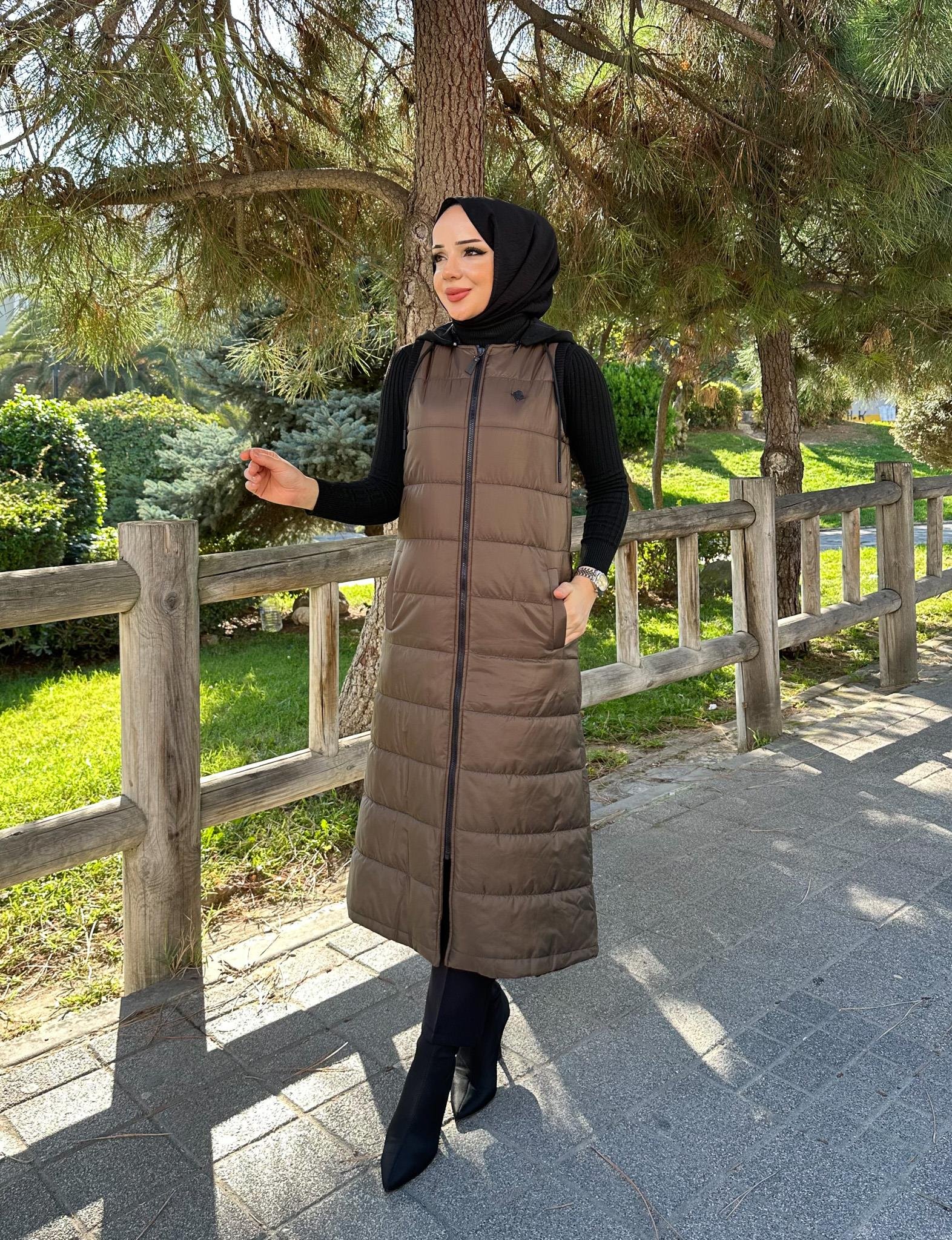 Doque Şişme Kapitone Elyaf Dolum Kadın Kışlık Uzun Spor Yelek 50007