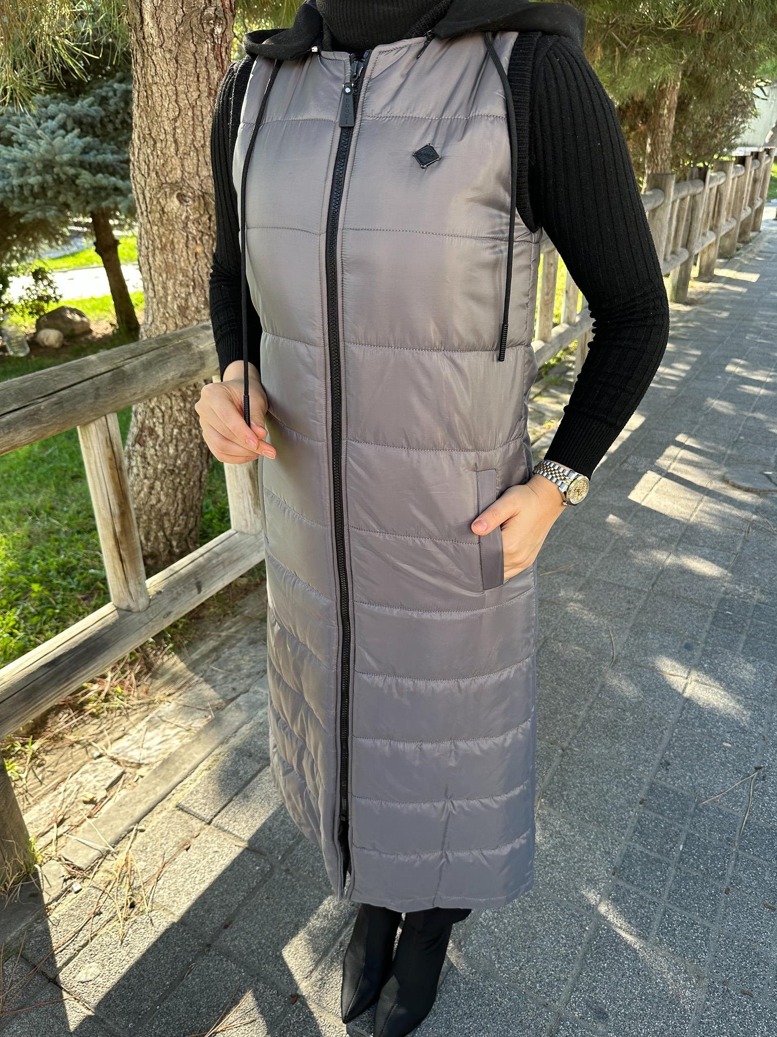Doque Şişme Kapitone Elyaf Dolum Kadın Kışlık Uzun Spor Yelek 50007