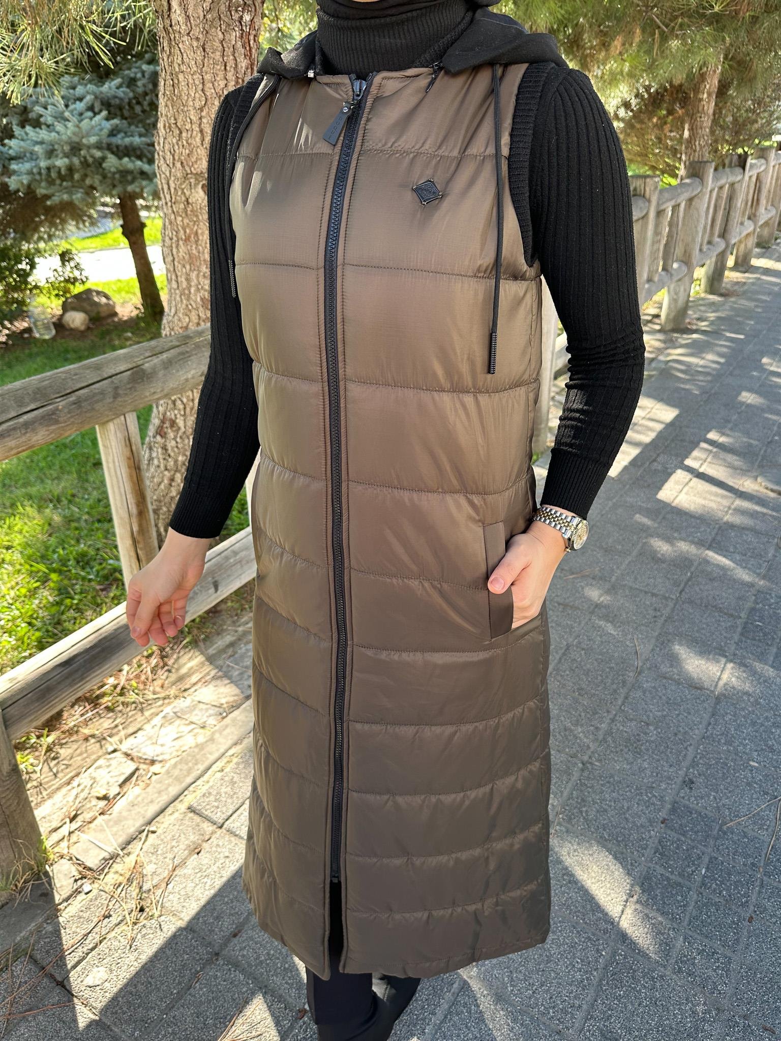 Doque Şişme Kapitone Elyaf Dolum Kadın Kışlık Uzun Spor Yelek 50007