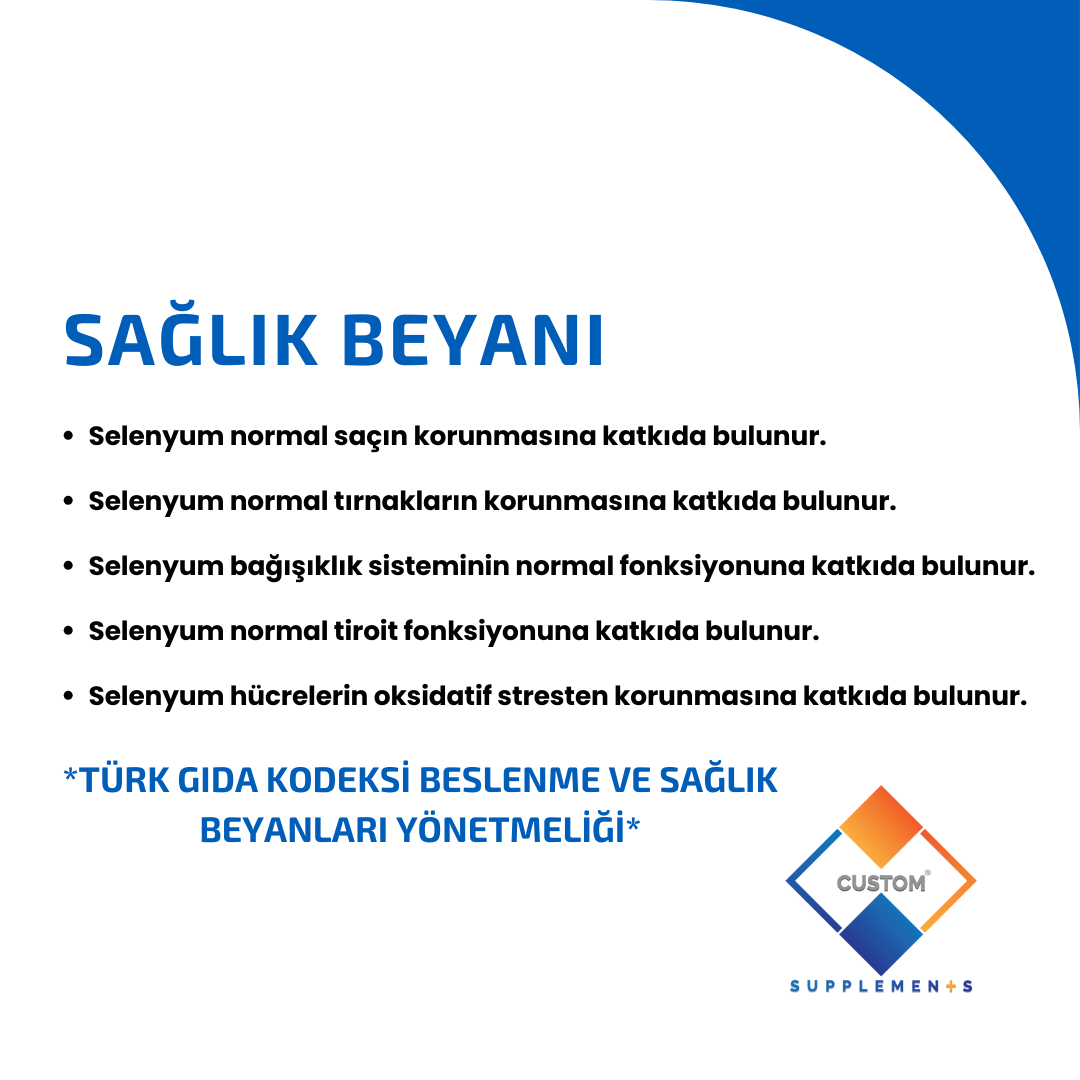Custom Supplements® 37.5 mg Kurkumin + 10 mcg Selenyum Ağızda Dağılan Tablet (30 Tablet) PATENTLİ FORMÜLASYON,Custom Supplements