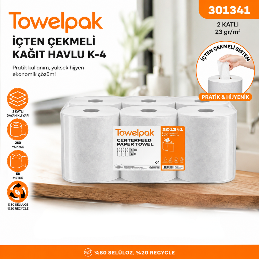 301341 Towelpak İçten Çekmeli Havlu K-4
