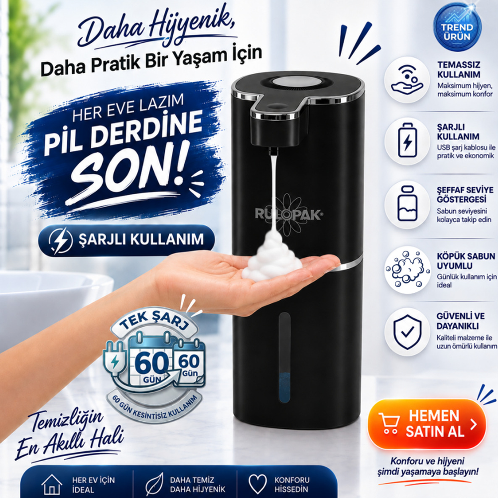 403837 Sensörlü Tezgahüstü Köpük Sabun Dispenseri Siyah