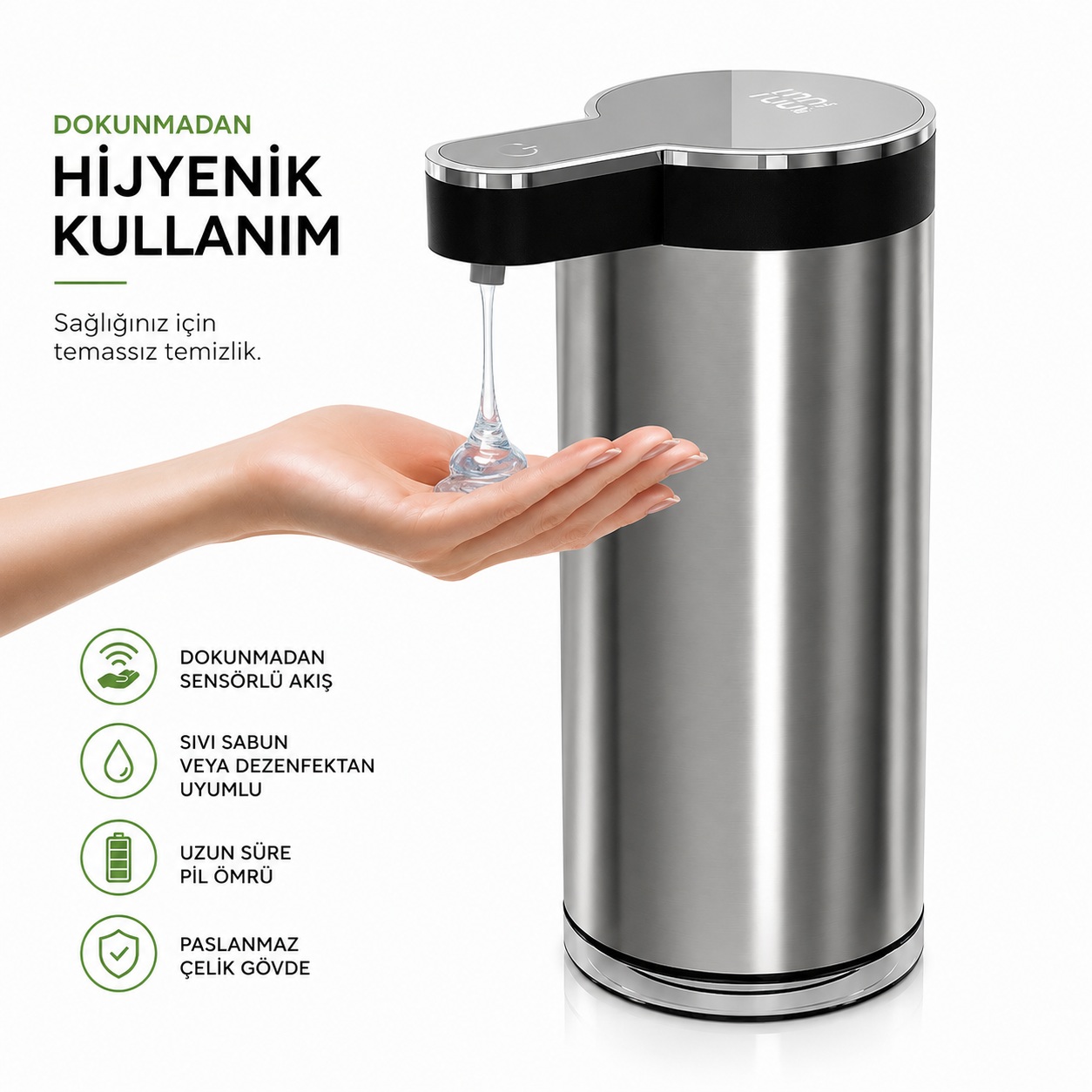 403838 Paslanmaz Tezgahüstü Sensörlü Sıvı Sabun Dispenseri