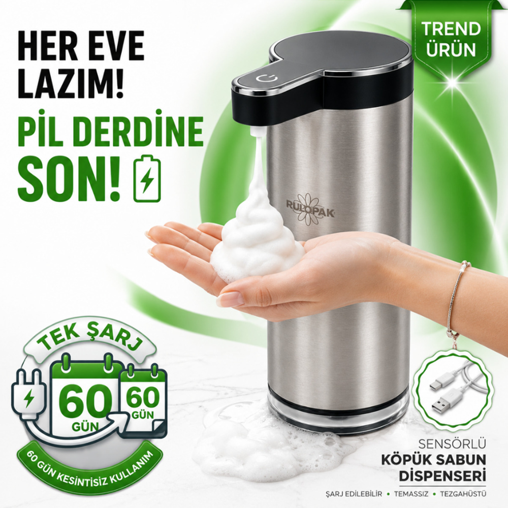 403839 Paslanmaz Tezgahüstü Sensörlü Köpük Sabun Dispenseri