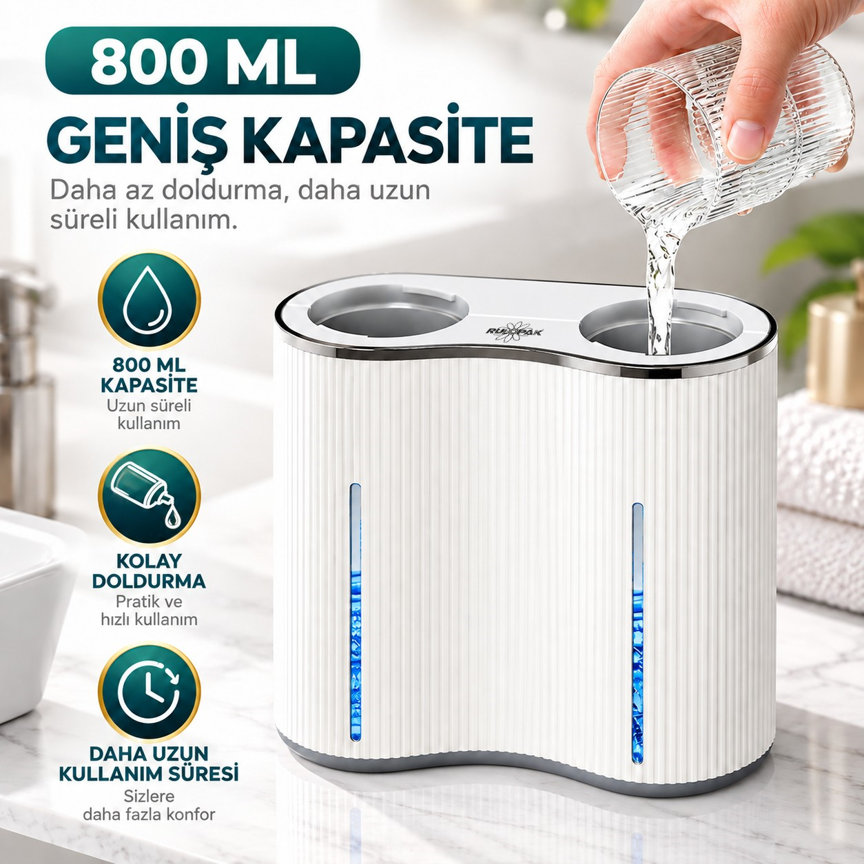 403842 Çift Hazneli Sensörlü Bulaşık Deterjanı ve Sıvı Sabun Dispeseri Beyaz