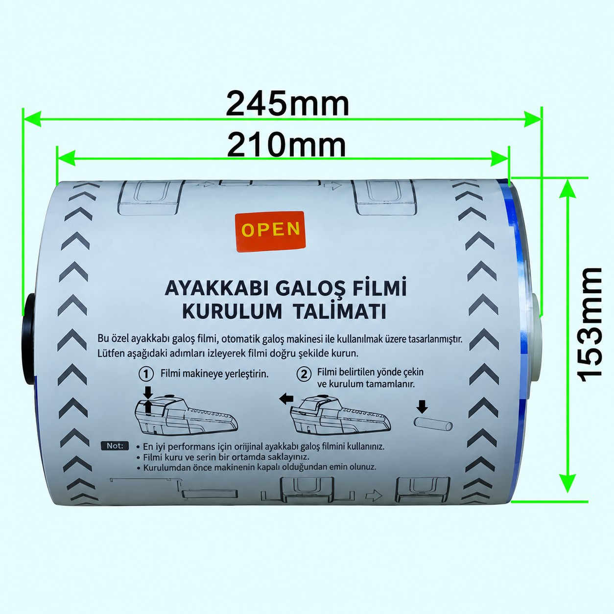 706506 Ayakkabı Kaplayıcı Otomatik Galoş Makinesi Galoşu – Kaymaz Film 1000 Adet / Rulo