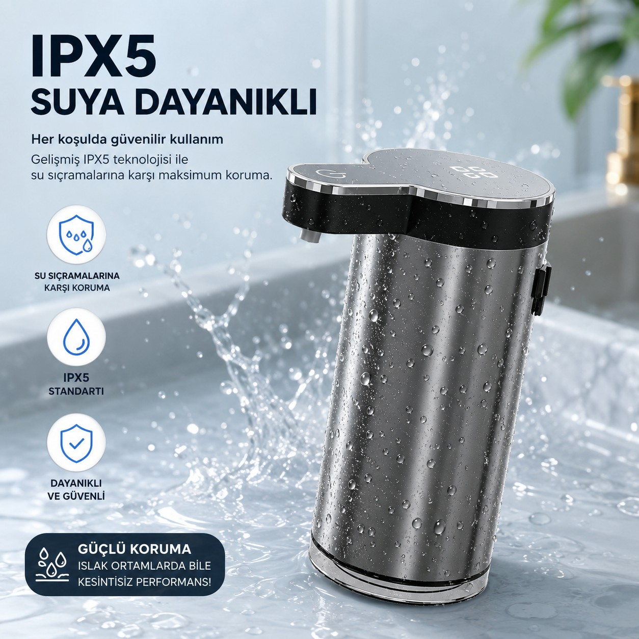 Paslanmaz Tezgahüstü Sensörlü Köpük Sabun Dispenseri