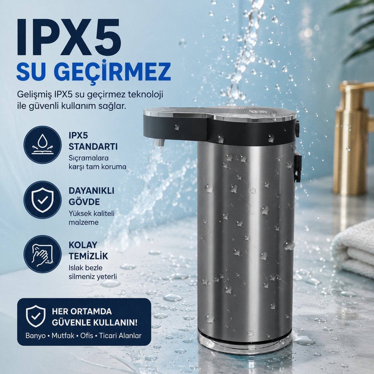 Paslanmaz Tezgahüstü Sensörlü Köpük Sabun Dispenseri